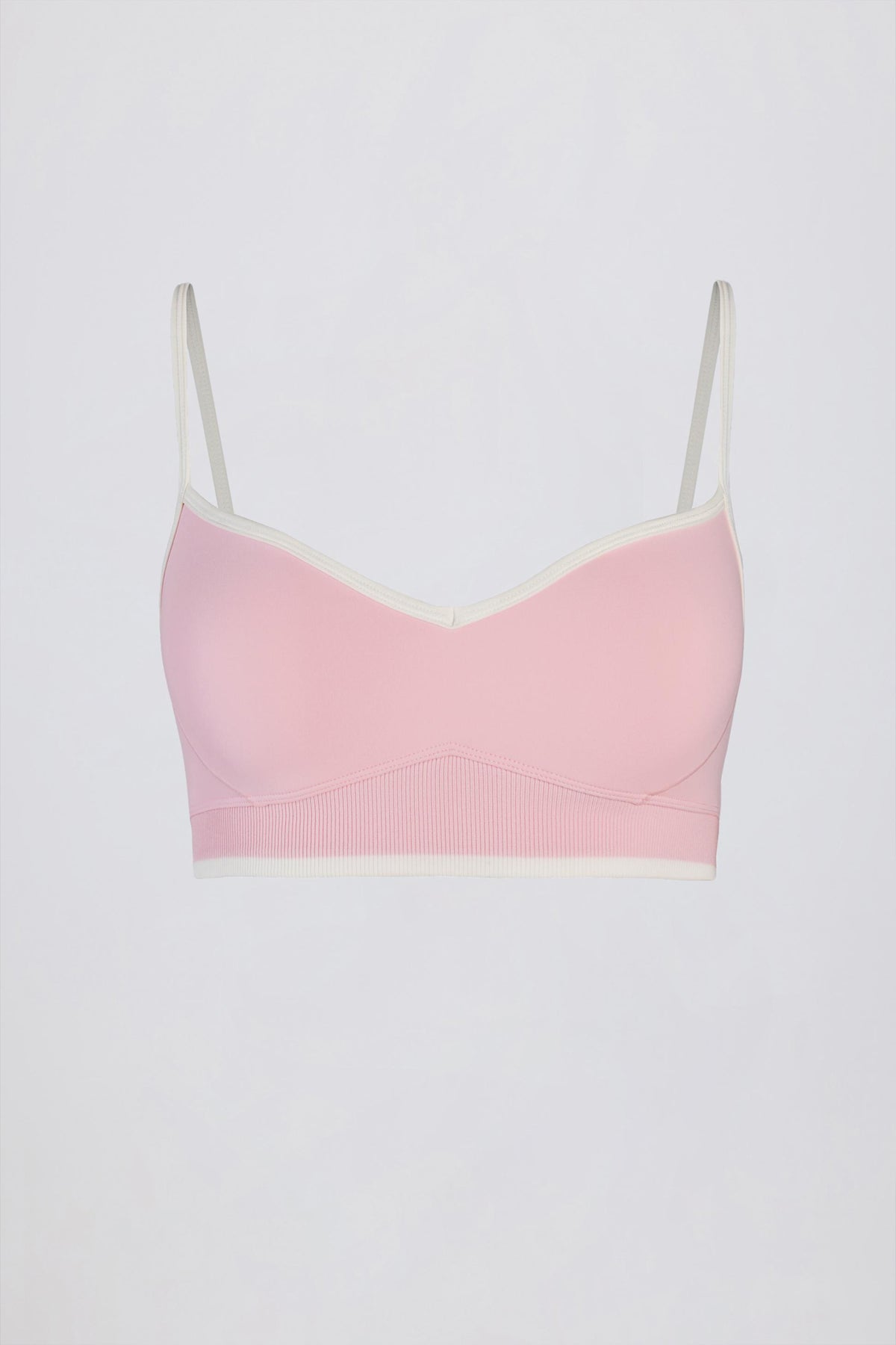 Soft Active Sweetheart-neck Contrast Sports Bra In Powder Pink