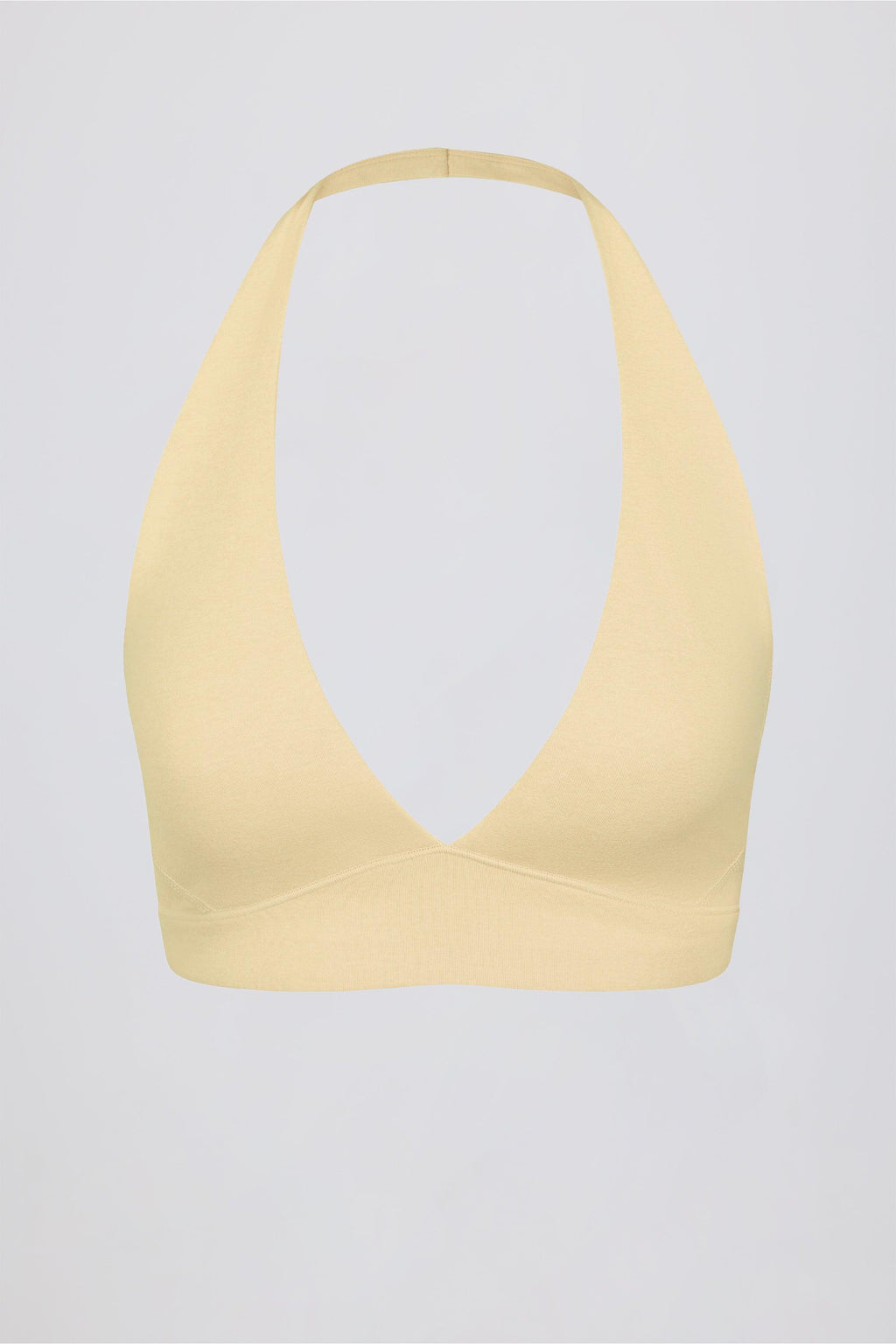 Brushed Jersey V-neck Sports Bra In Lemon Marl