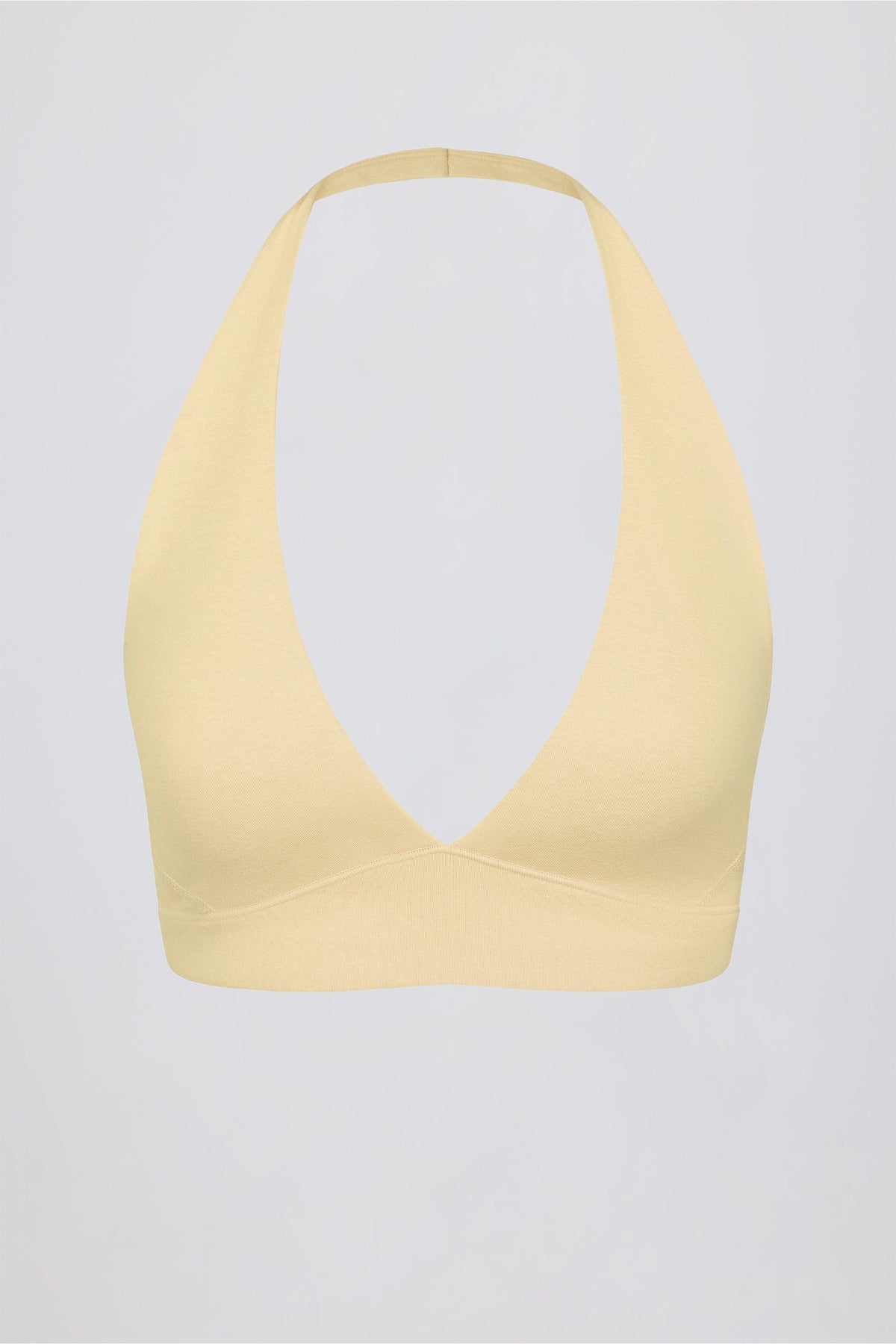Brushed Jersey V-neck Sports Bra In Lemon Marl