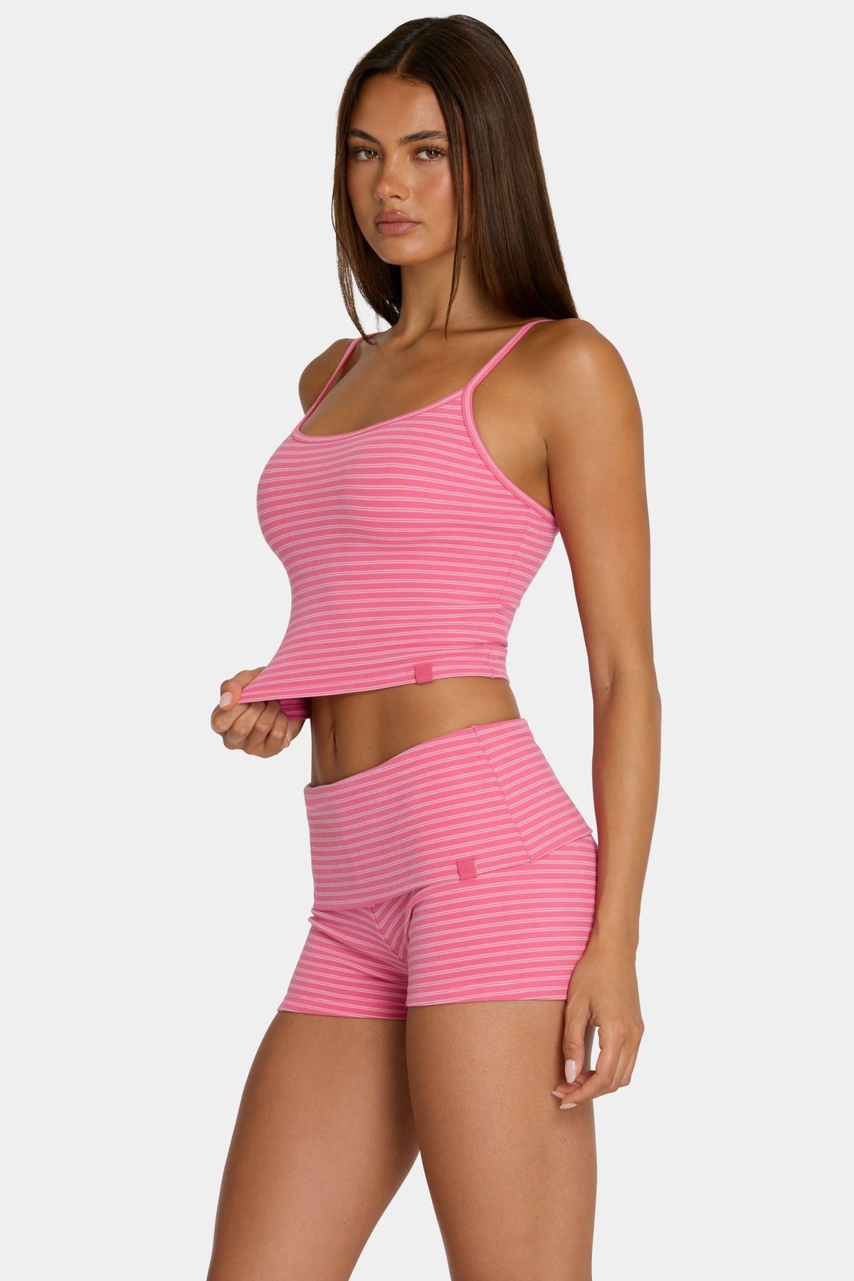 Brushed Jersey Tank Top In Pink Stripe