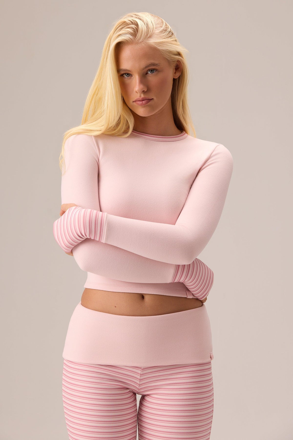 Plush Jersey Long-sleeve Top In Ballet Pink