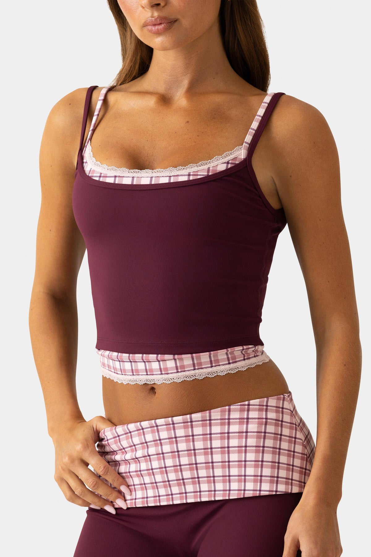 Soft Active Double-layer Tank Top In Plum