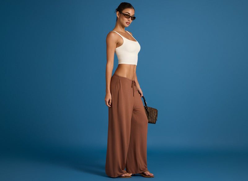 Buttercloud™ Tie-waist Wide-leg Trousers In Cocoa