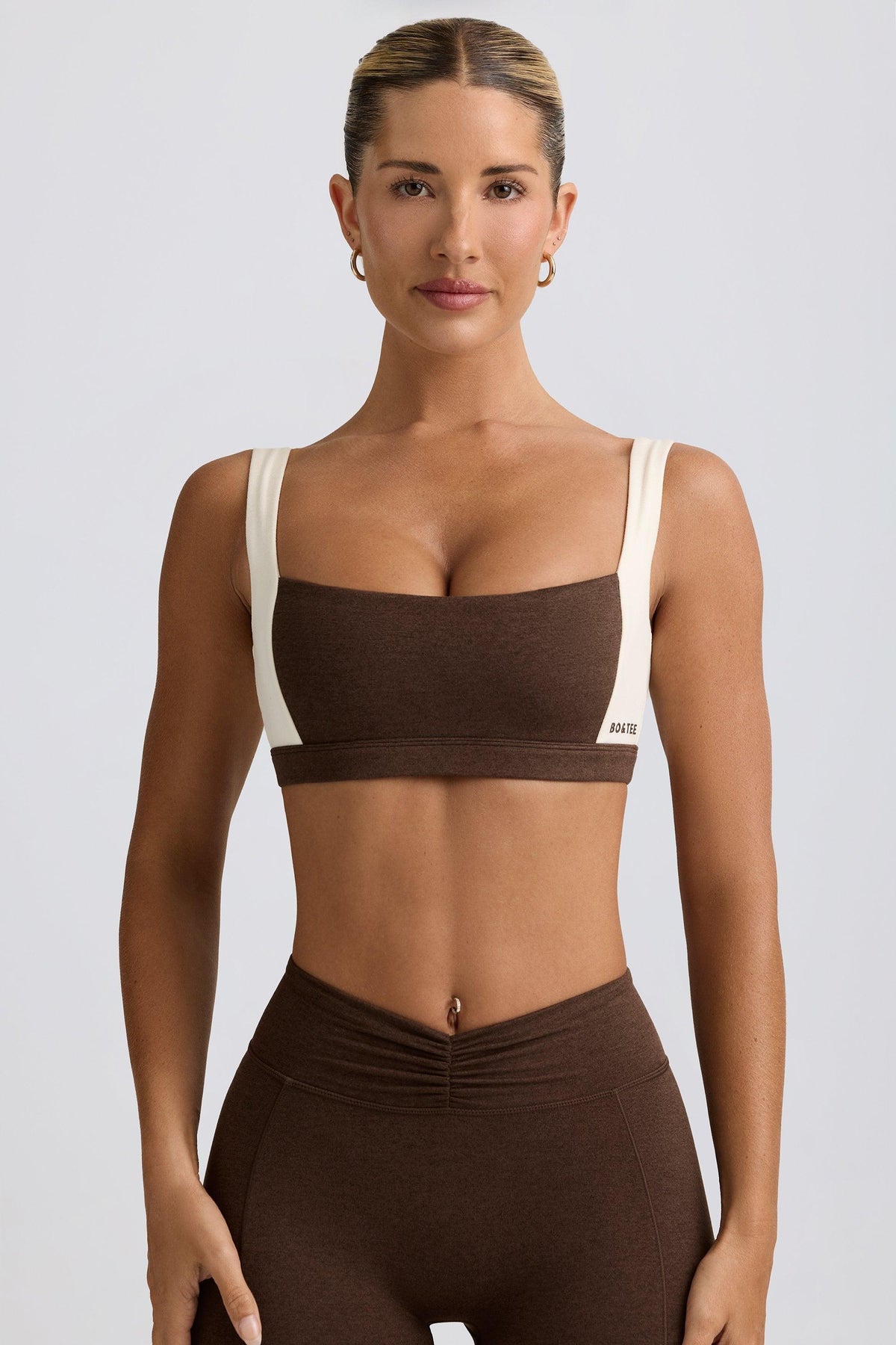 Contrast Sports Bra In Pecan Marl