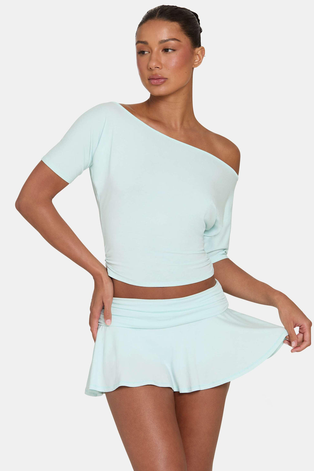 Buttercloud™ Slouchy Off-shoulder Top In Peppermint