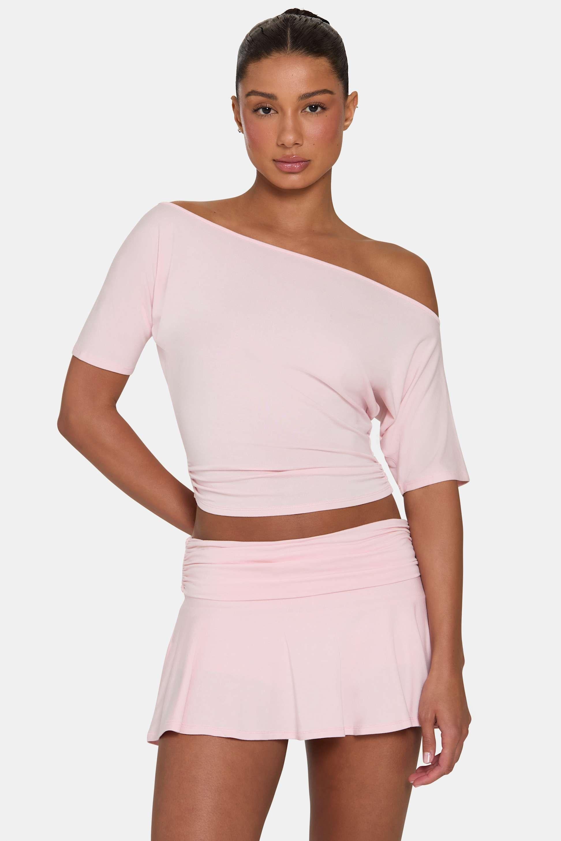 Buttercloud™ Slouchy Off-shoulder Top In Blush