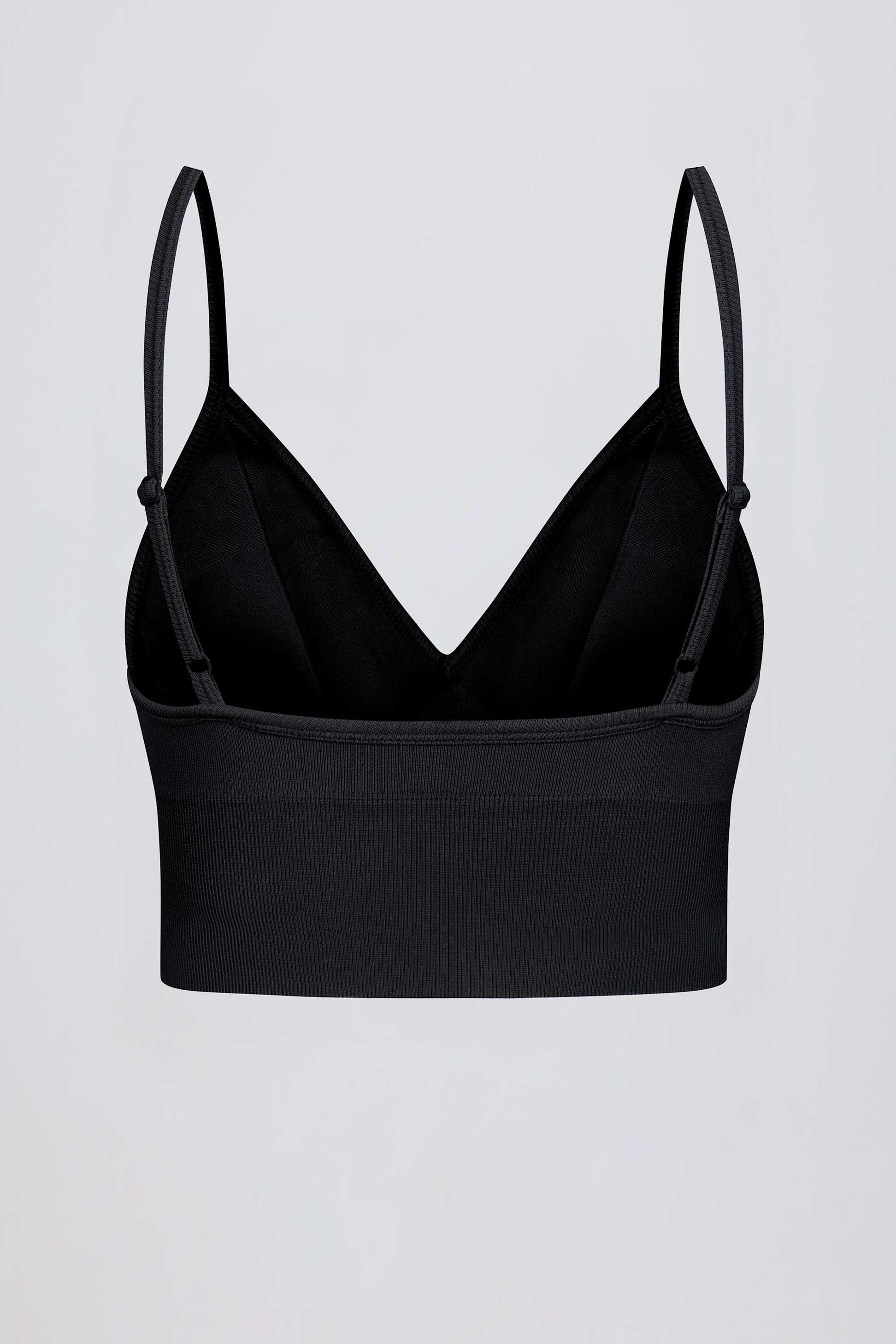 Define Luxe V-neck Sports Bra In Black