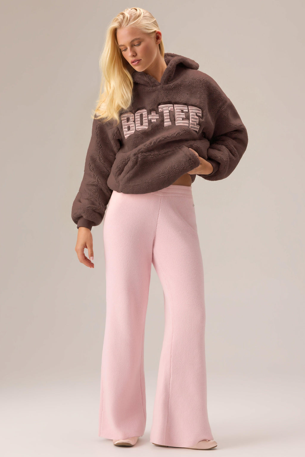 Teddy Fleece Hoodie In Chestnut