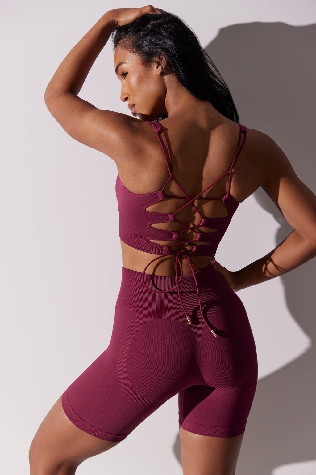 High Waist Super Sculpt Biker Shorts In Plum