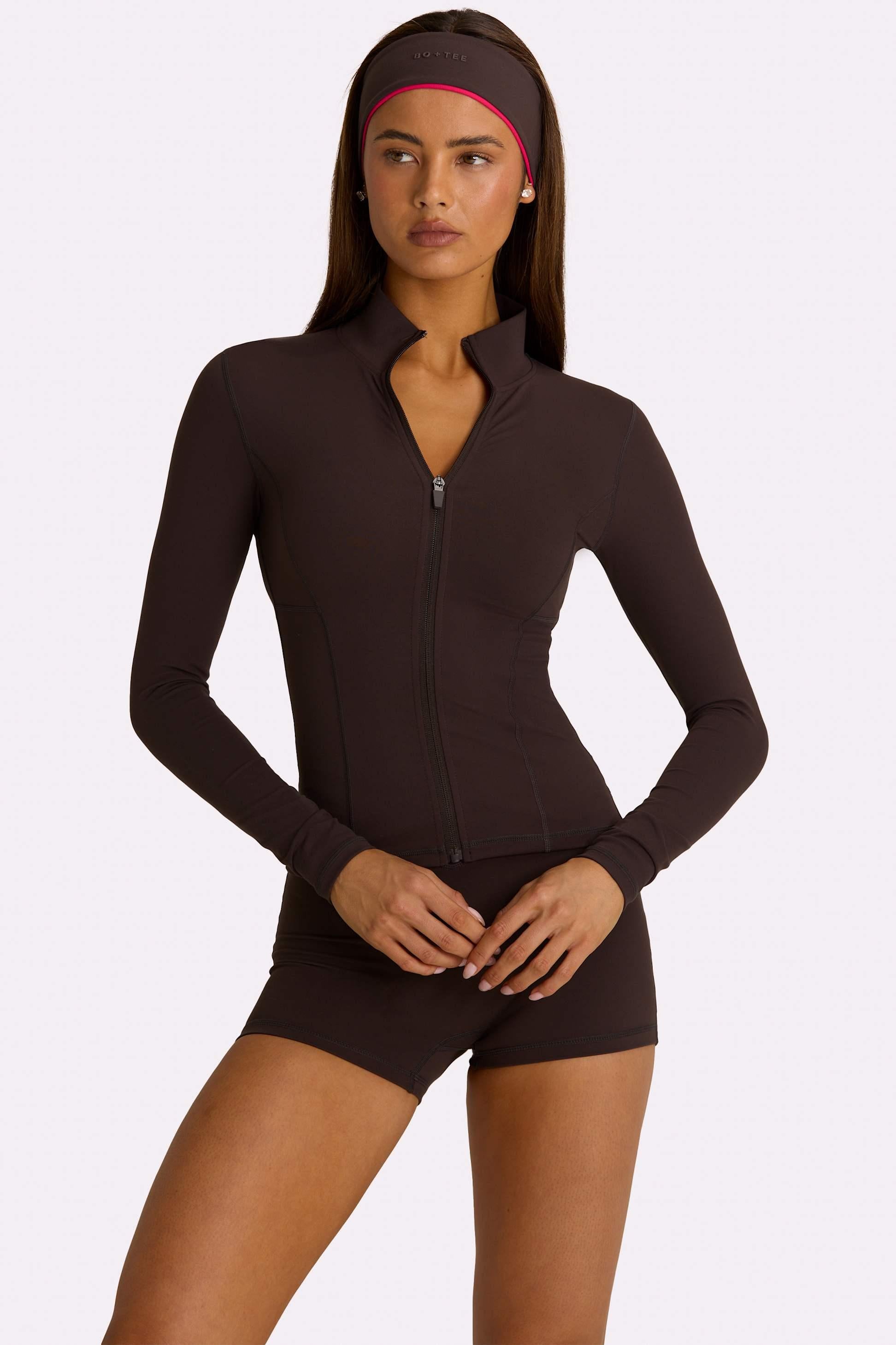 Soft Active Zip-up Jacket In Truffle