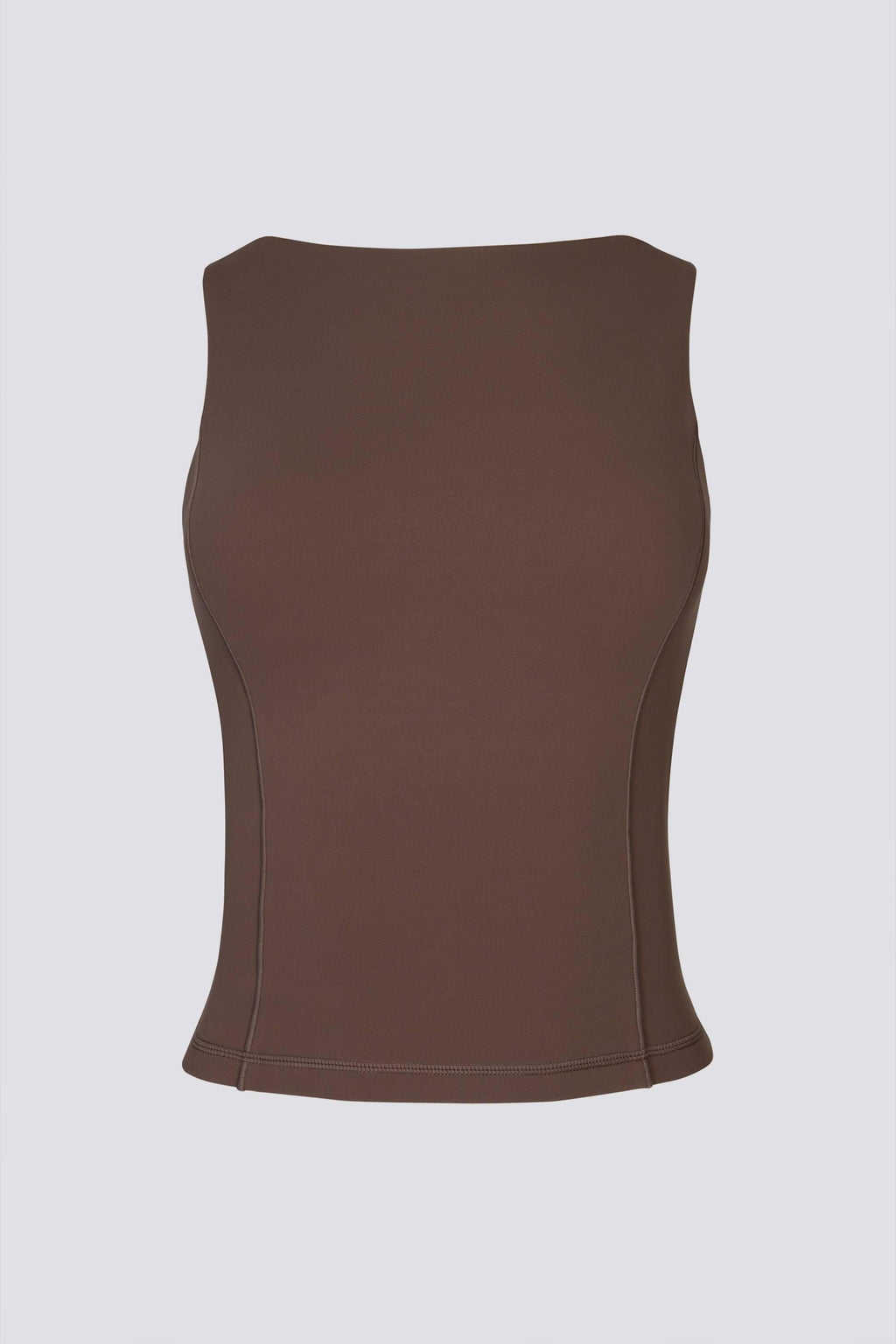 Soft Active Boat-neck Open-back Tank Top In Cocoa