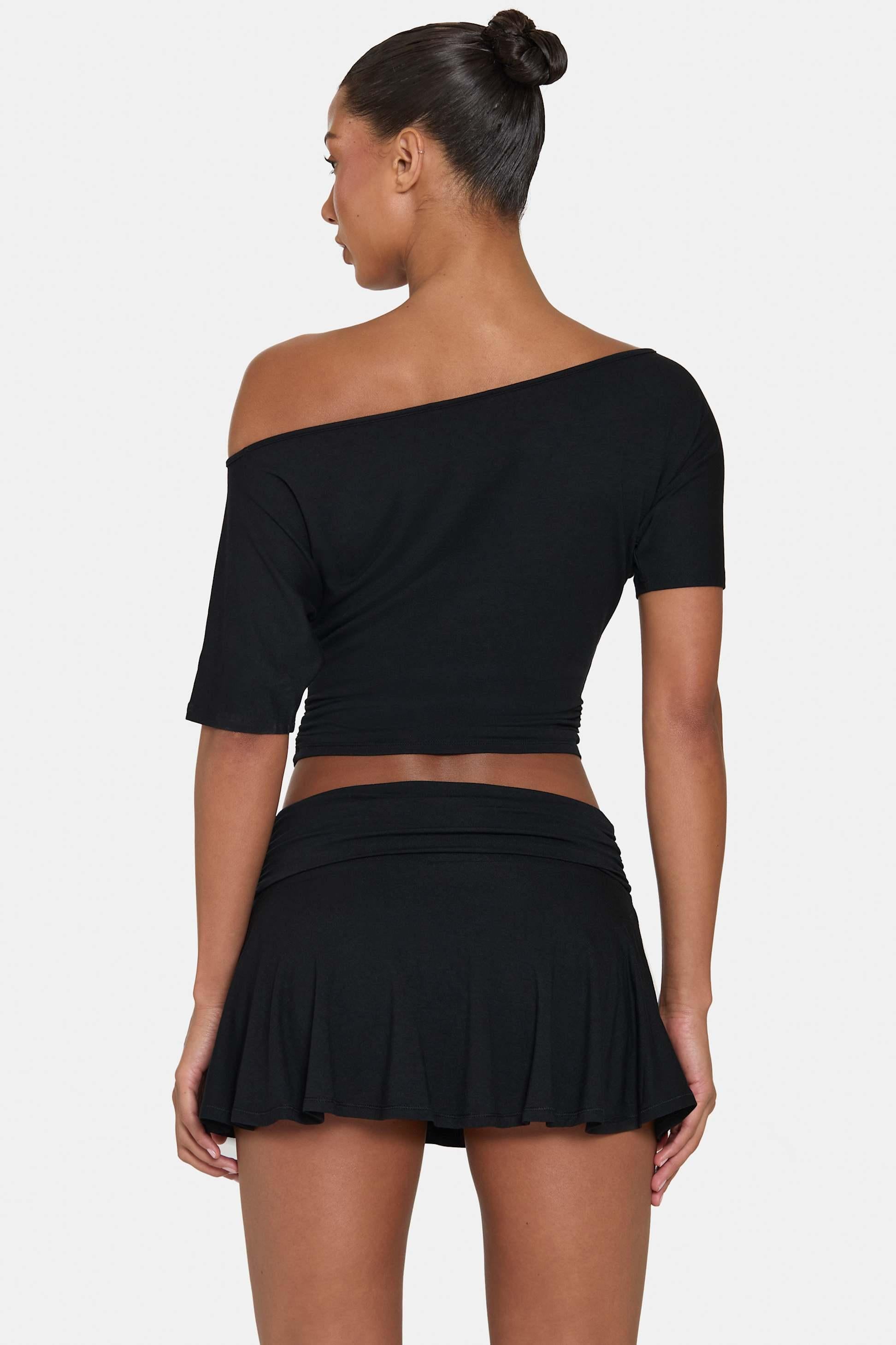 Buttercloud™ Slouchy Off-shoulder Top In Black
