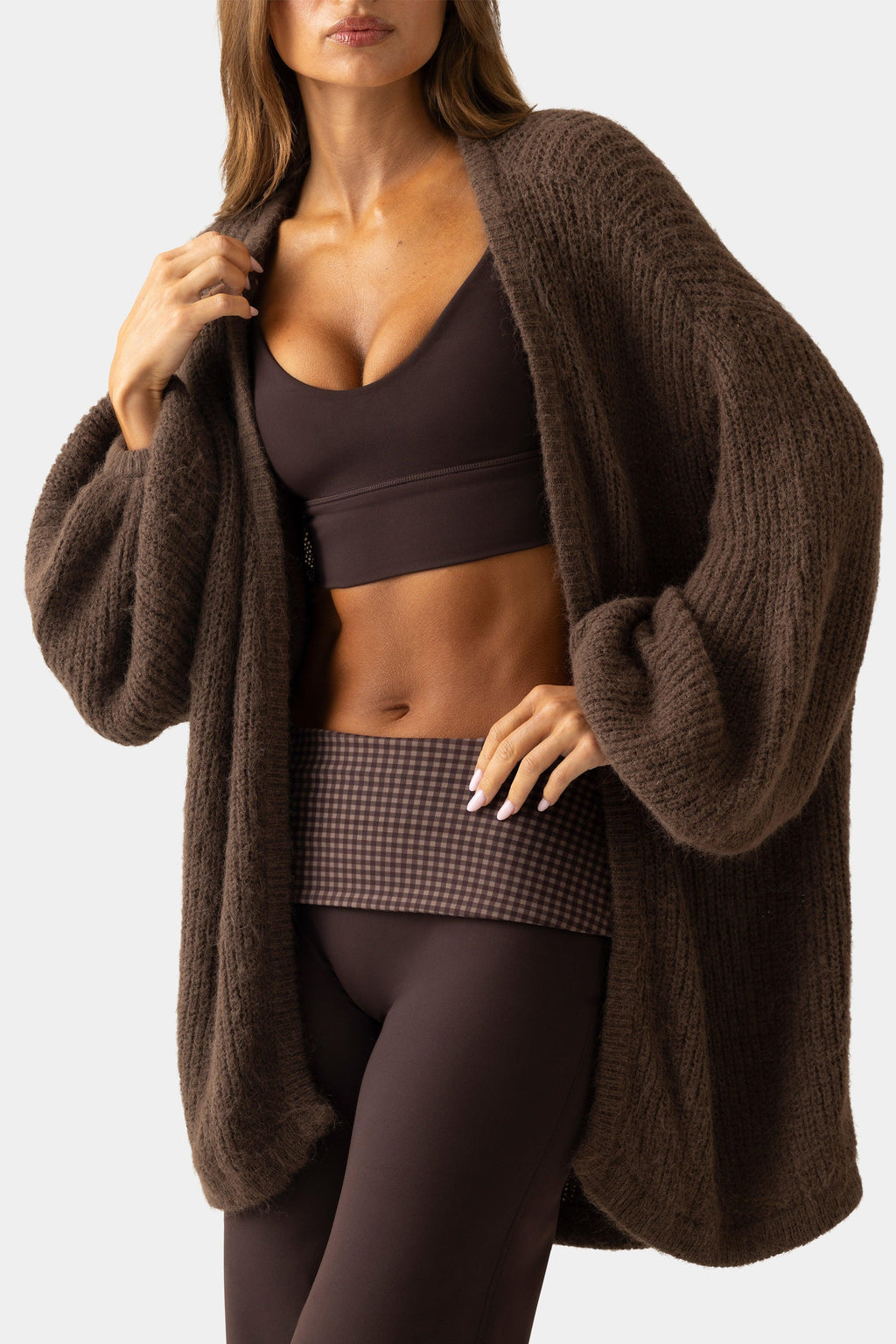 Soft Knit Cardigan In Espresso