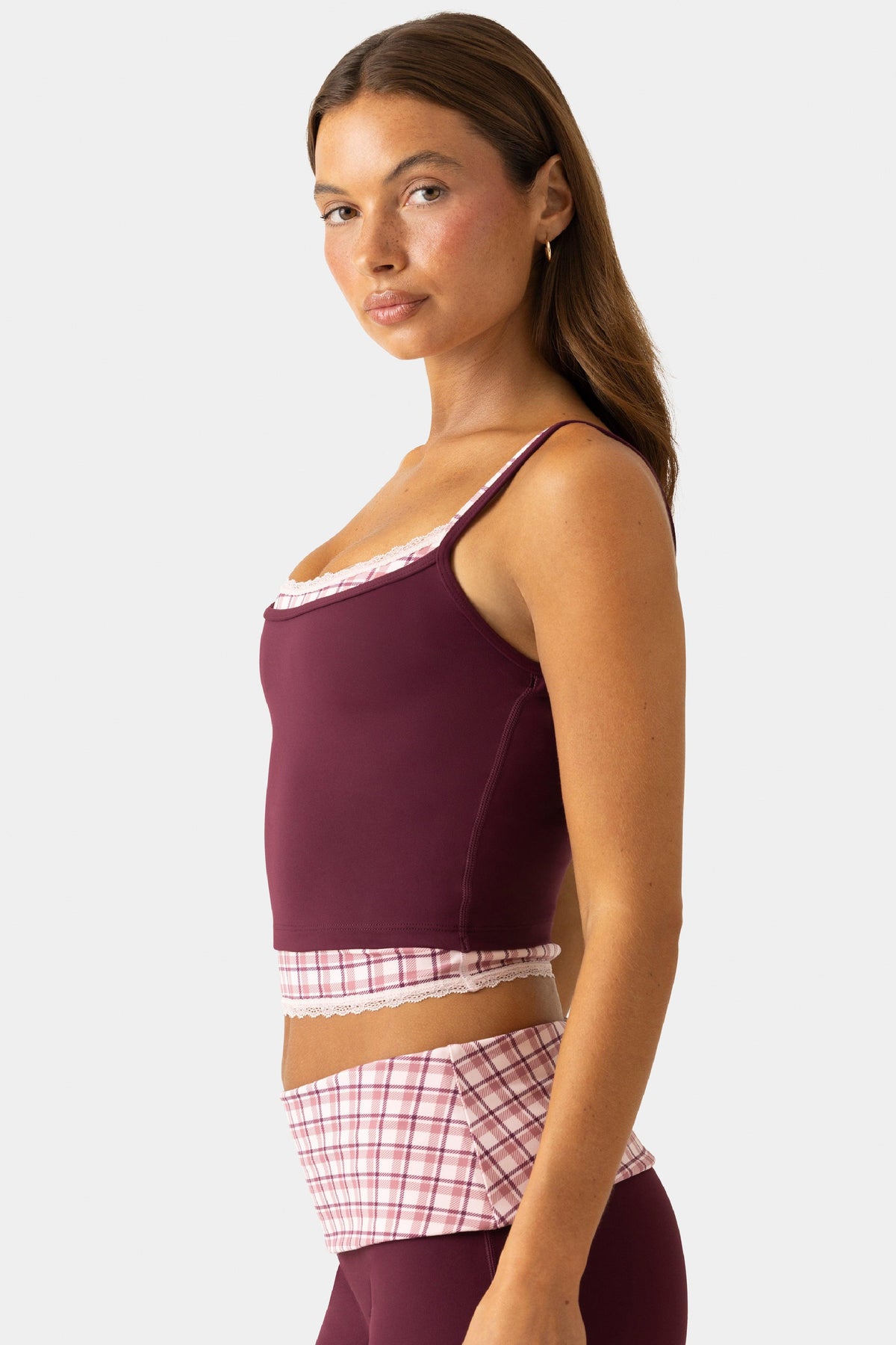 Soft Active Double-layer Tank Top In Burgundy