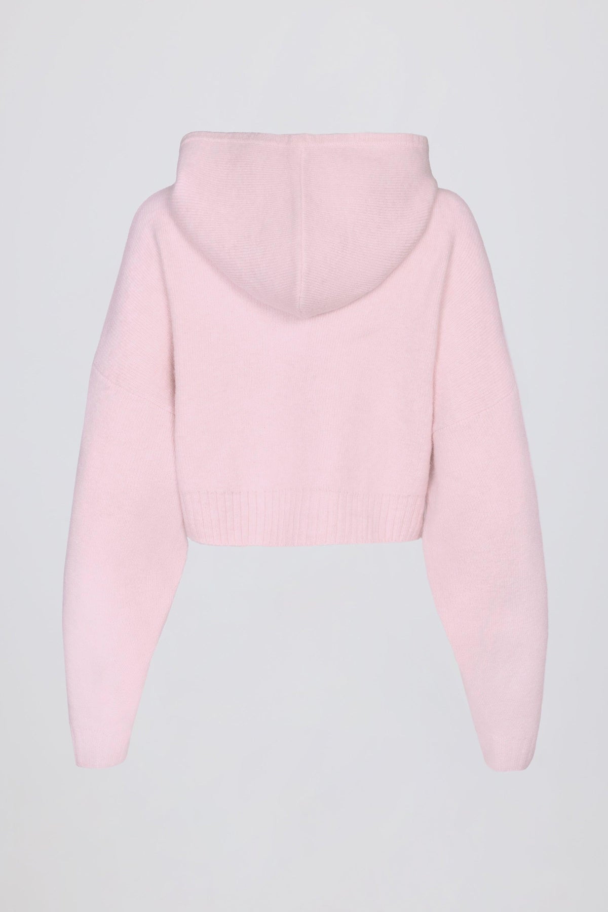 Soft Knit Zip-up Cropped Hoodie In Soft Pink