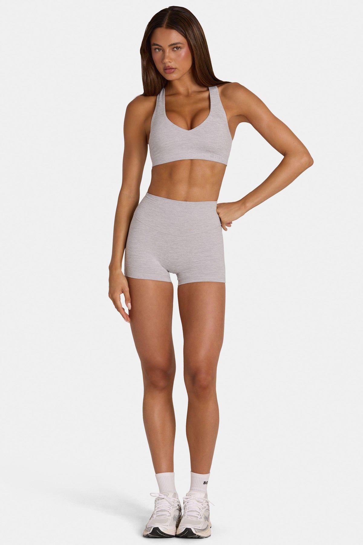 Soft Active Mini Shorts In Grey Marl