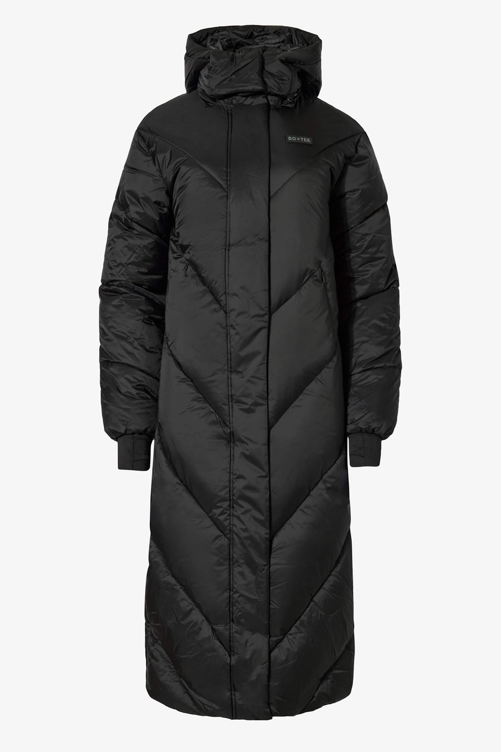 Waterproof Hooded Long Parka Coat In Black