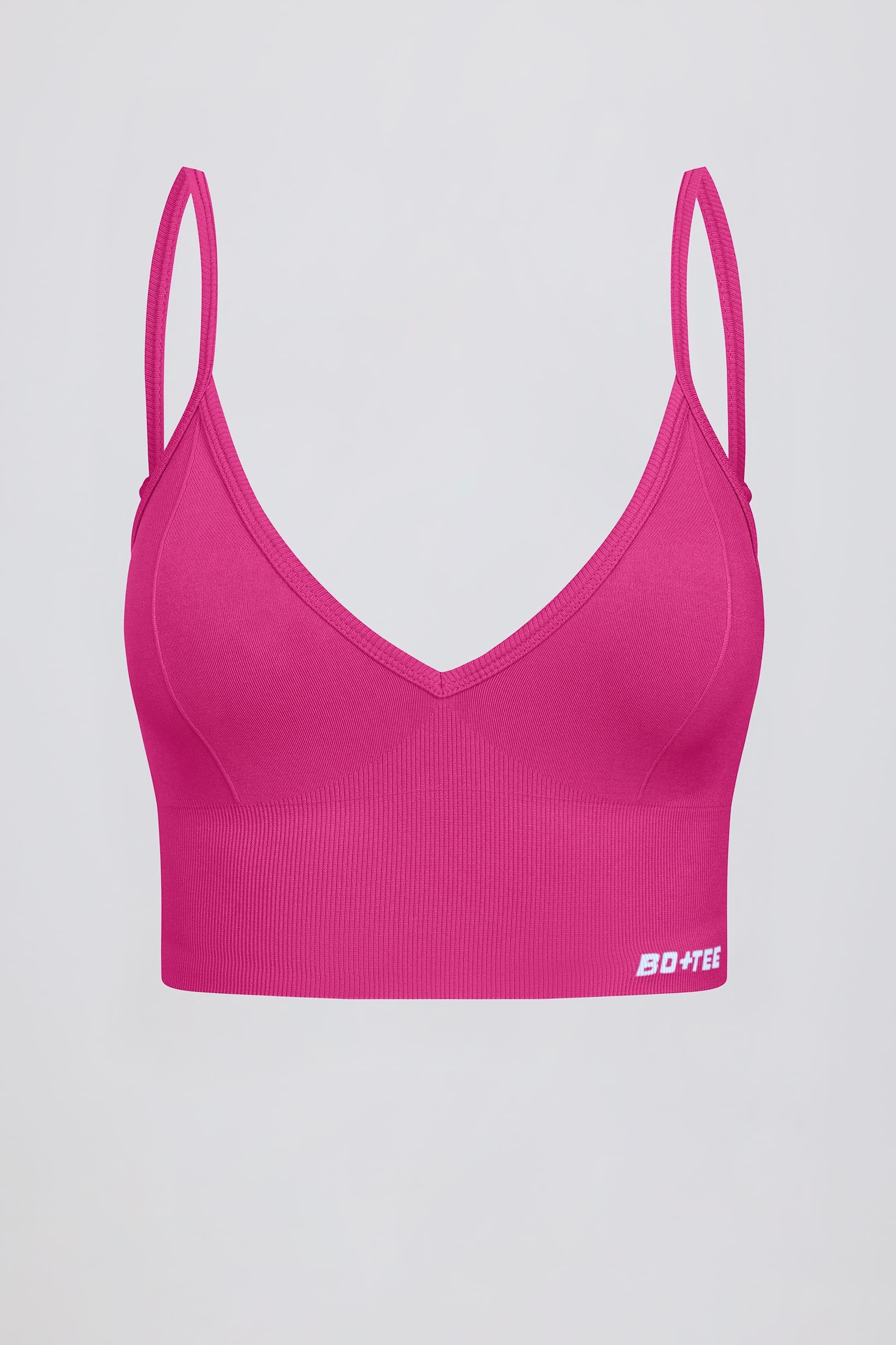Define Luxe V-neck Sports Bra In Berry