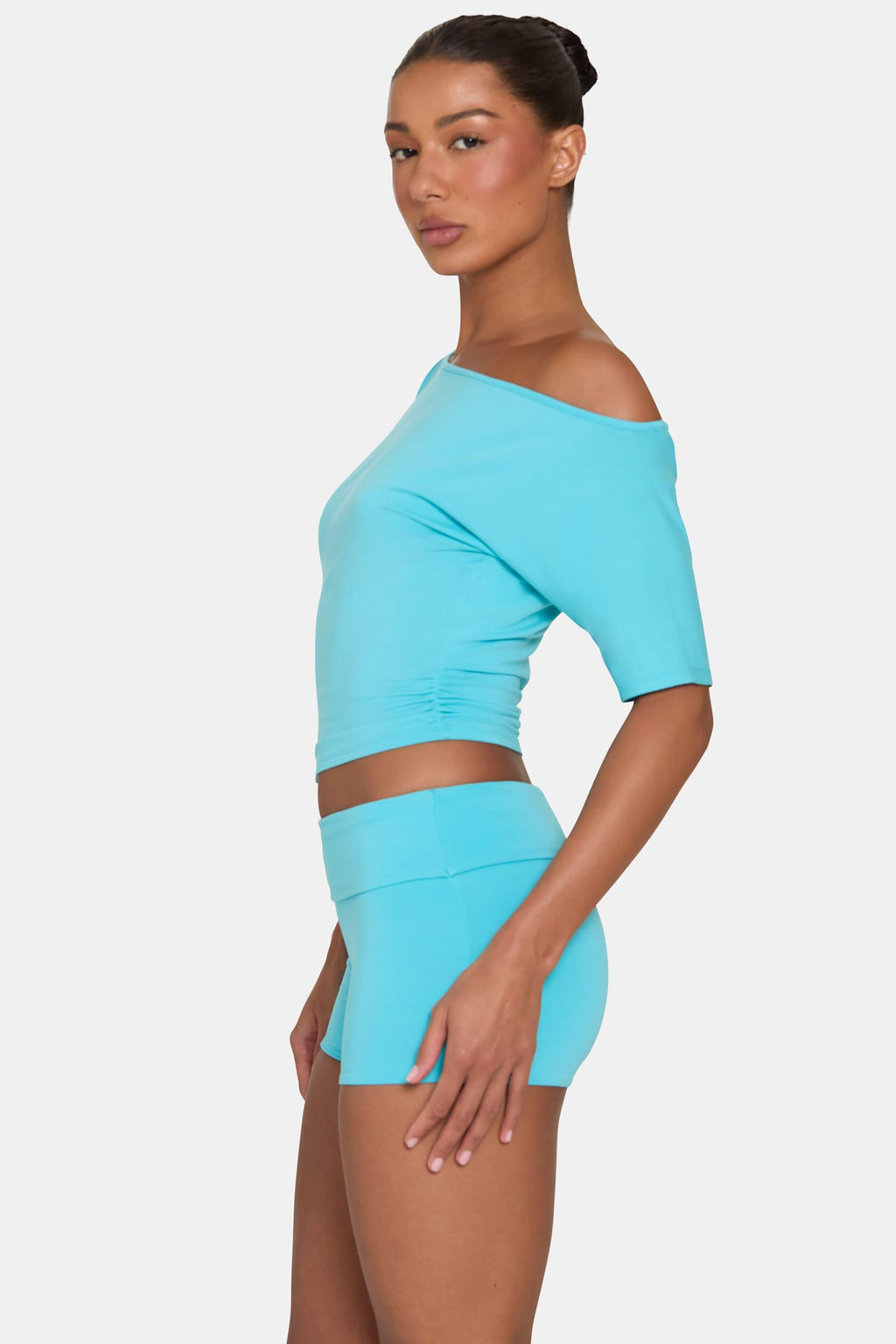 Buttercloud™ Mini Foldover Shorts In Aqua
