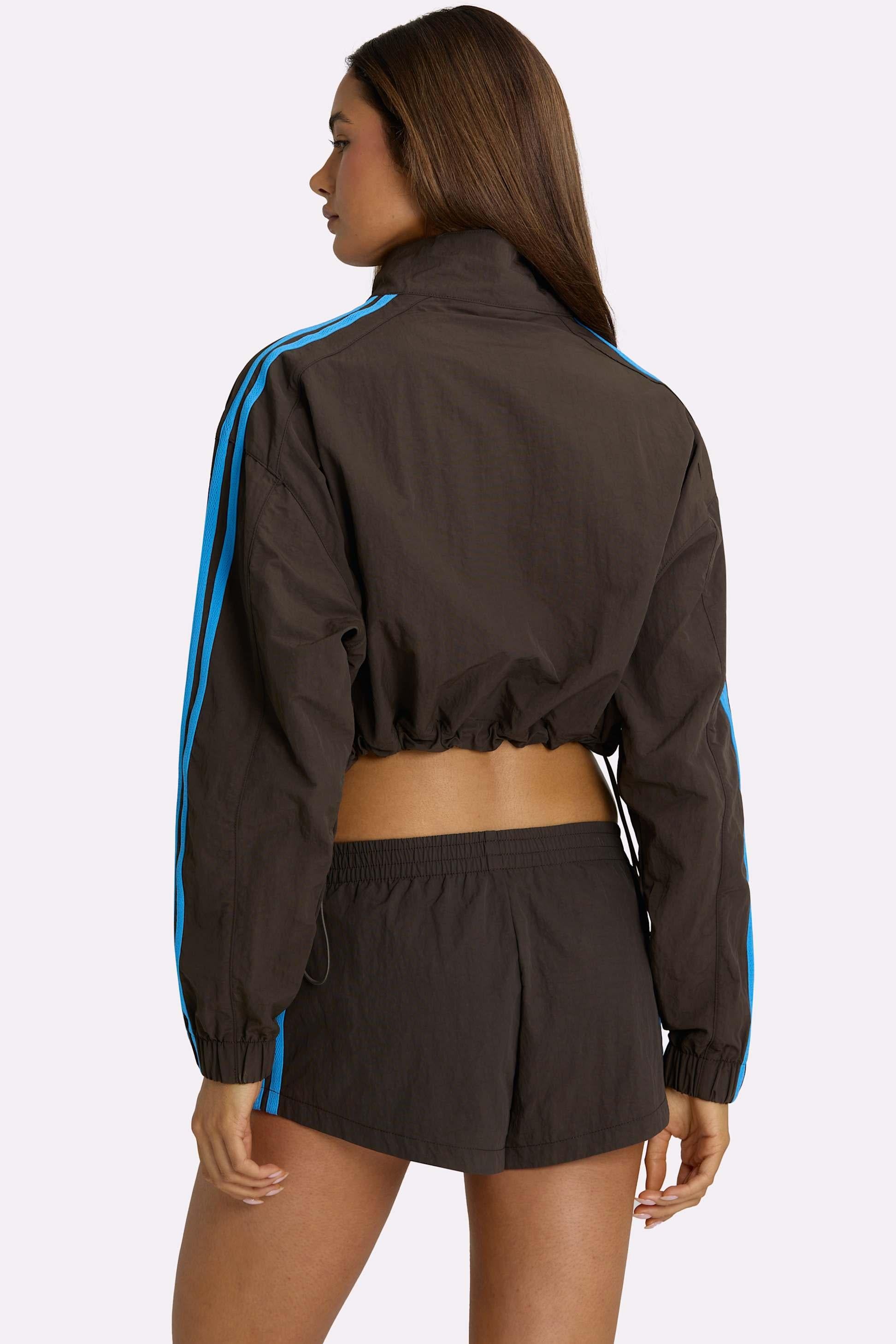 Woven Zip-up Track Jacket In Truffle