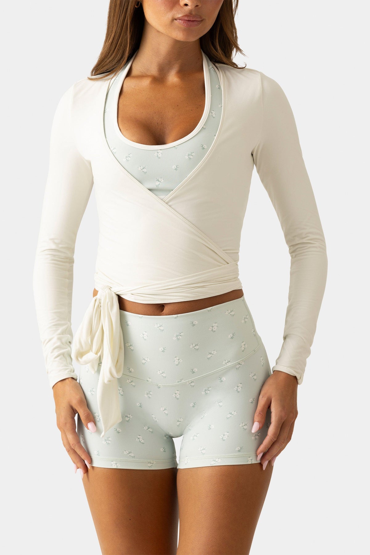 Soft Jersey Wrap Top In Vanilla