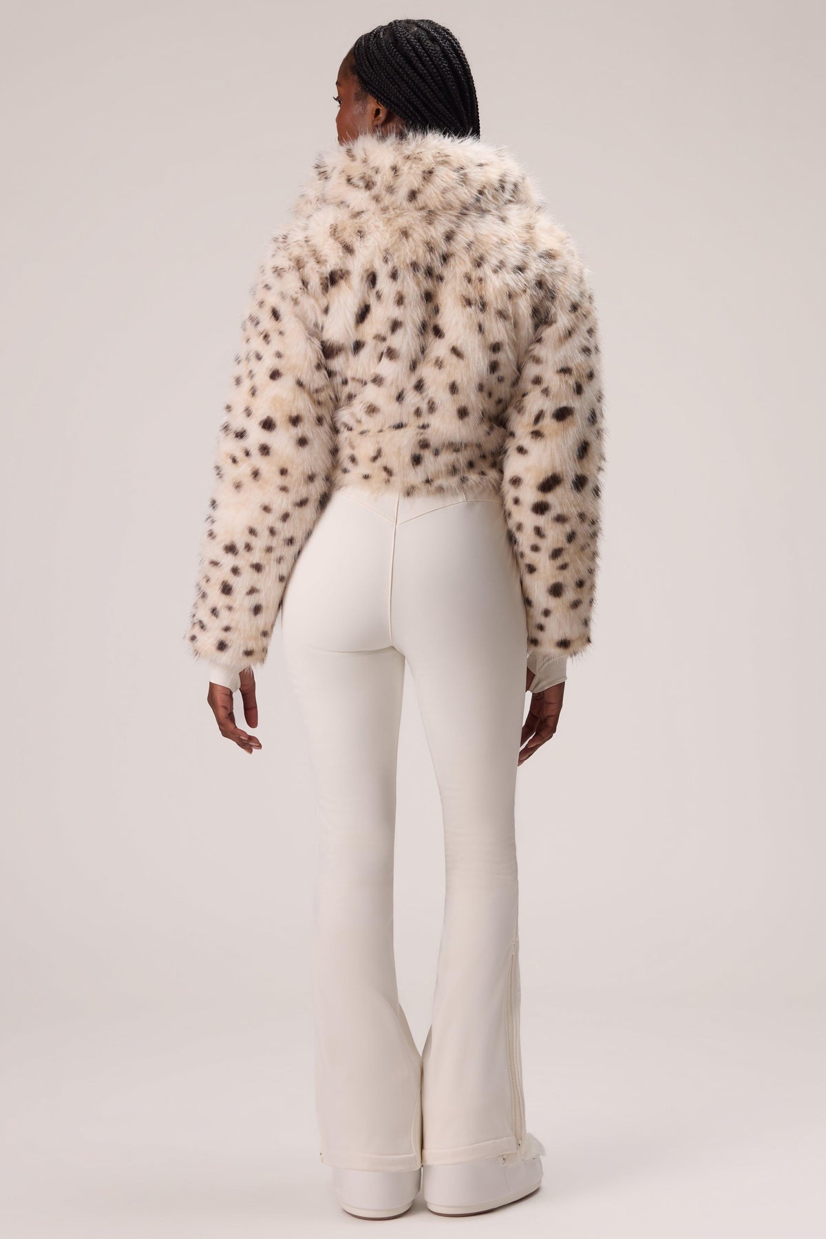 Faux Fur Ski Suit In Snow Leopard