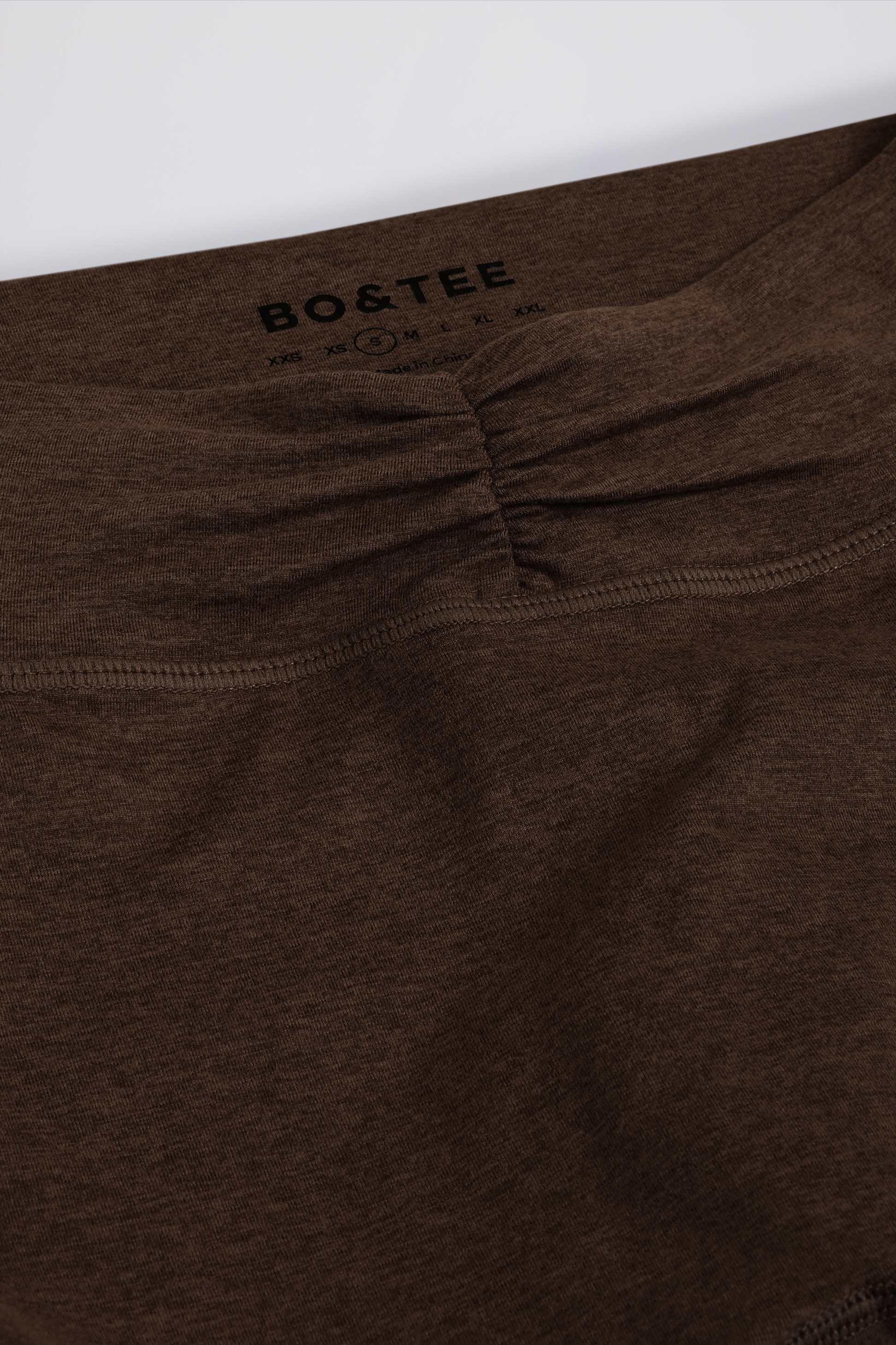 Brushed Jersey Ruched Mid-rise Leggings In Pecan Marl