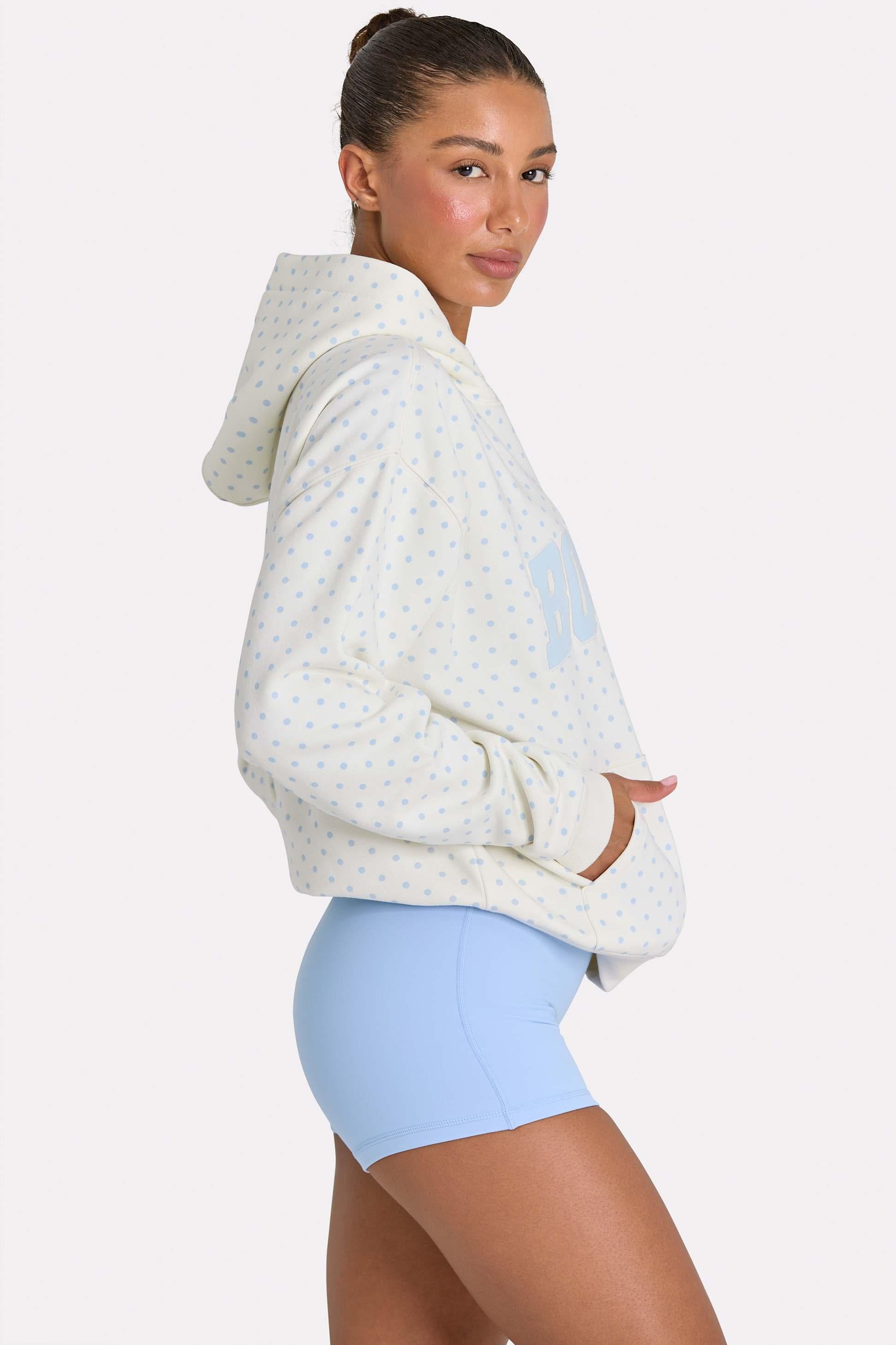 Oversized Applique Hoodie In Coconut Polka Dot