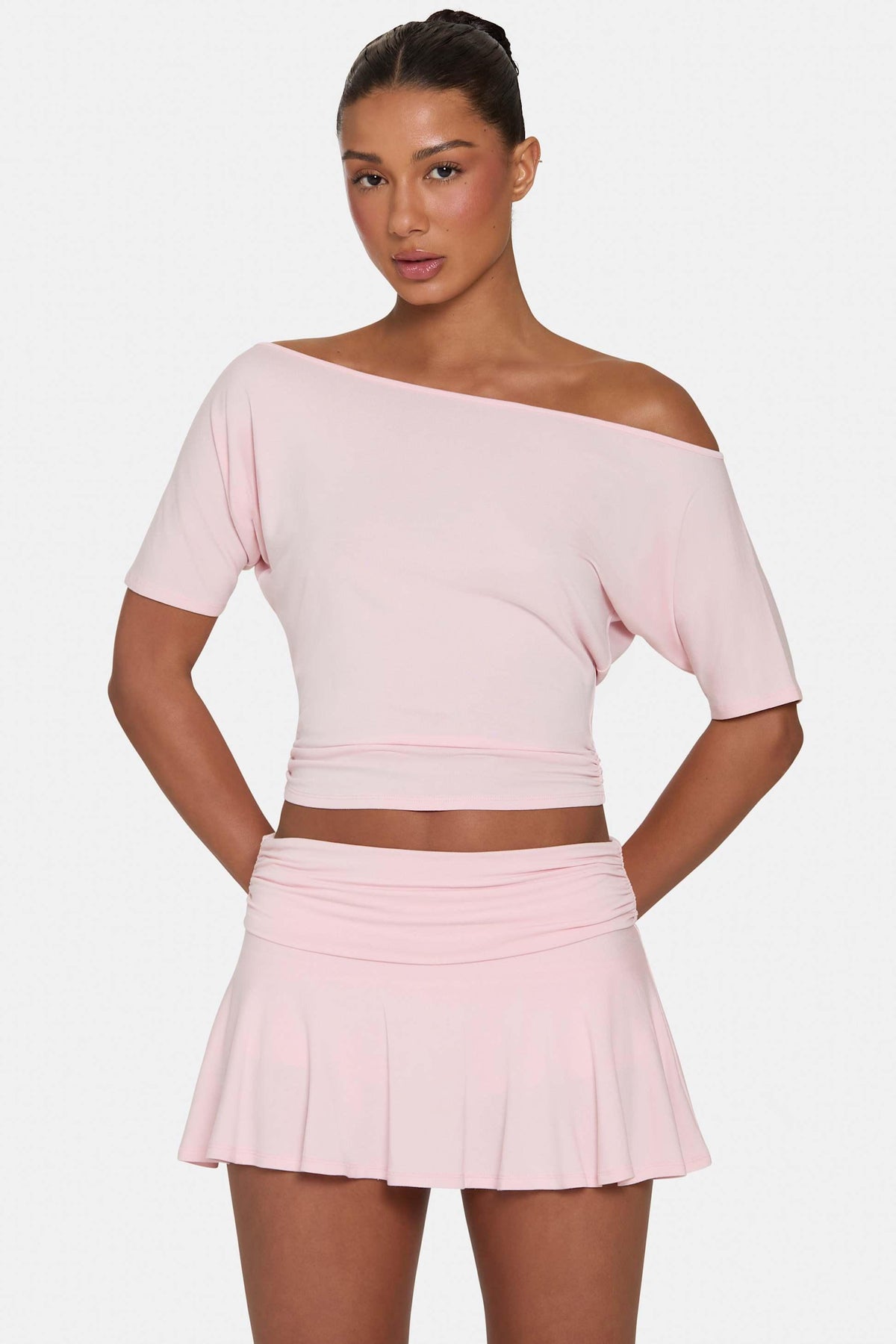 Buttercloud™ Slouchy Off-shoulder Top In Blush