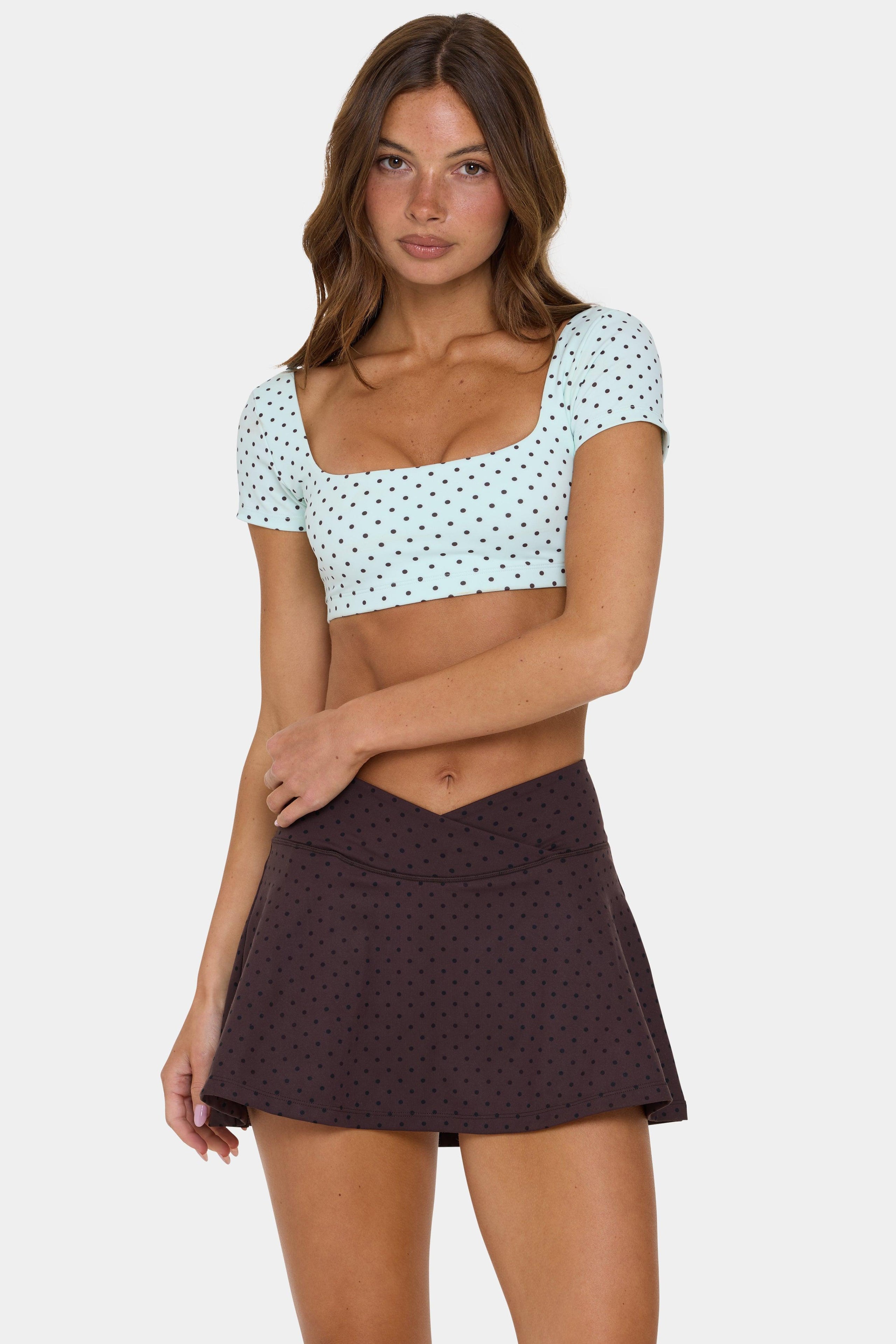 Soft Active Cap Sleeve Crop Top In Mint Chip