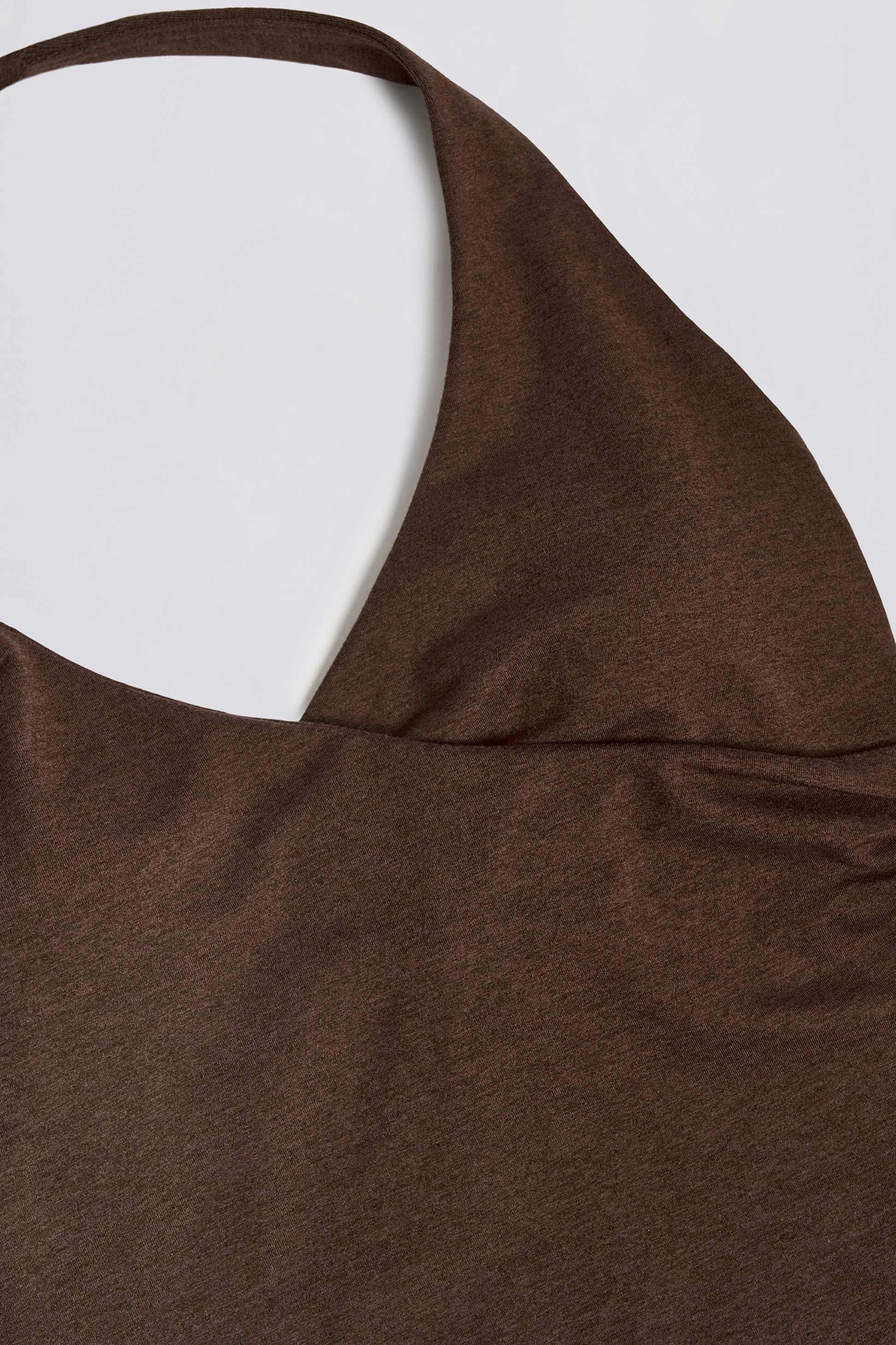 Halterneck Open-back Tank Top In Pecan Marl
