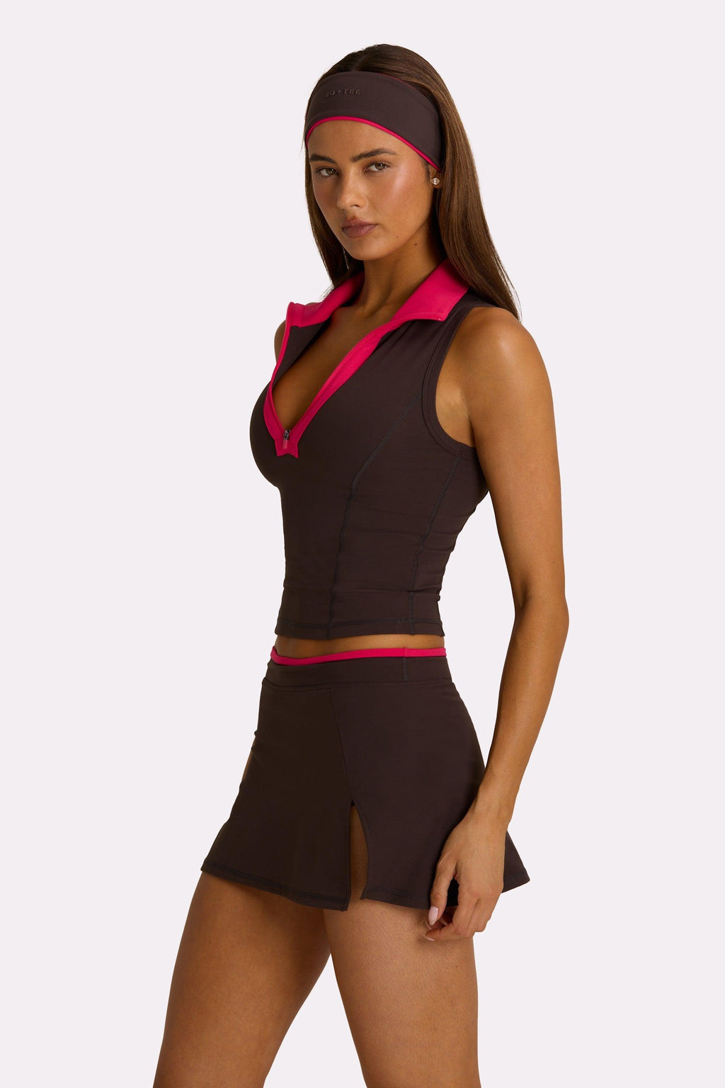 Soft Active Collared Tank Top In Truffle
