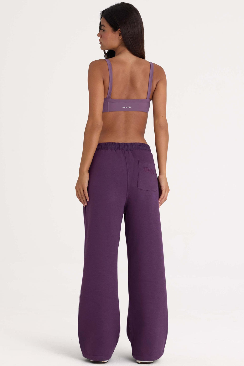 Brushed Jersey Wide-leg Joggers In Plum