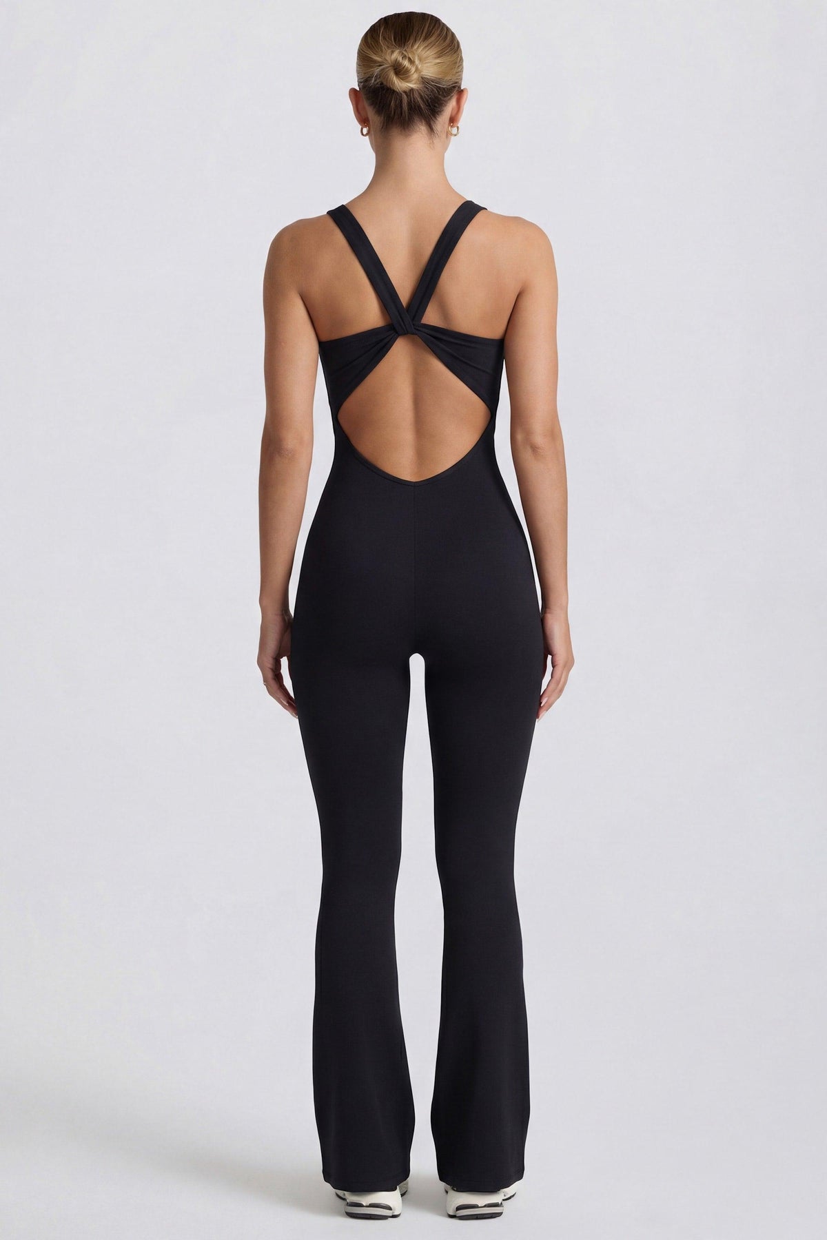 Soft Active Cut Out Back Jumpsuit In Black