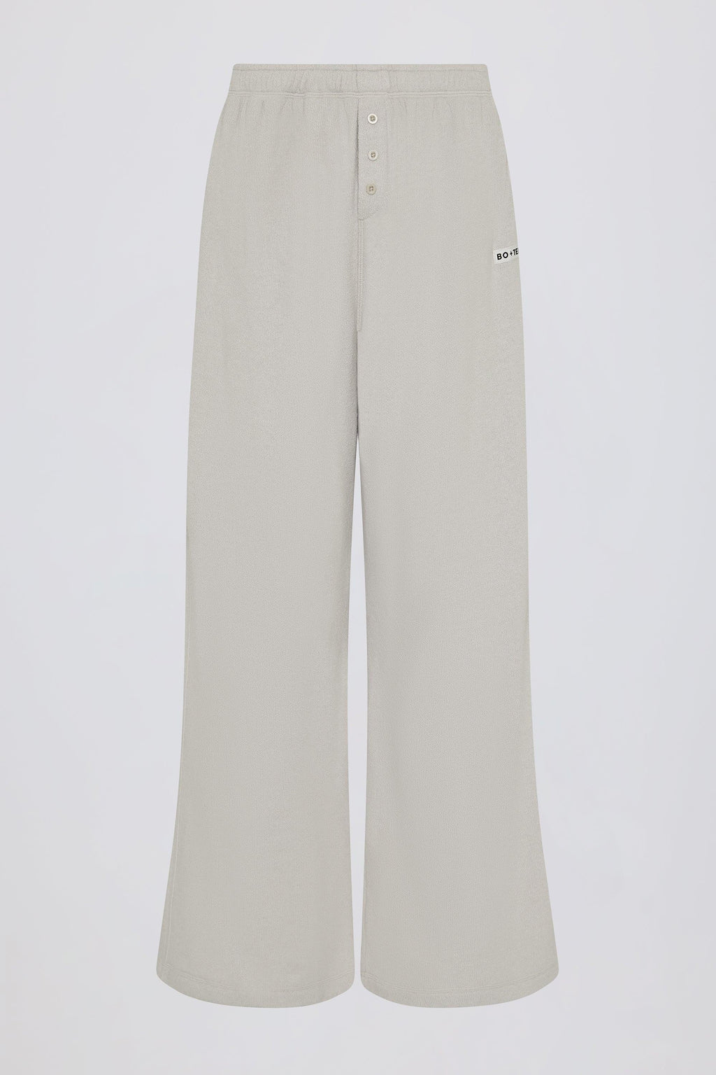 Textured Cotton Button Low-rise Wide-leg Joggers In Light Grey