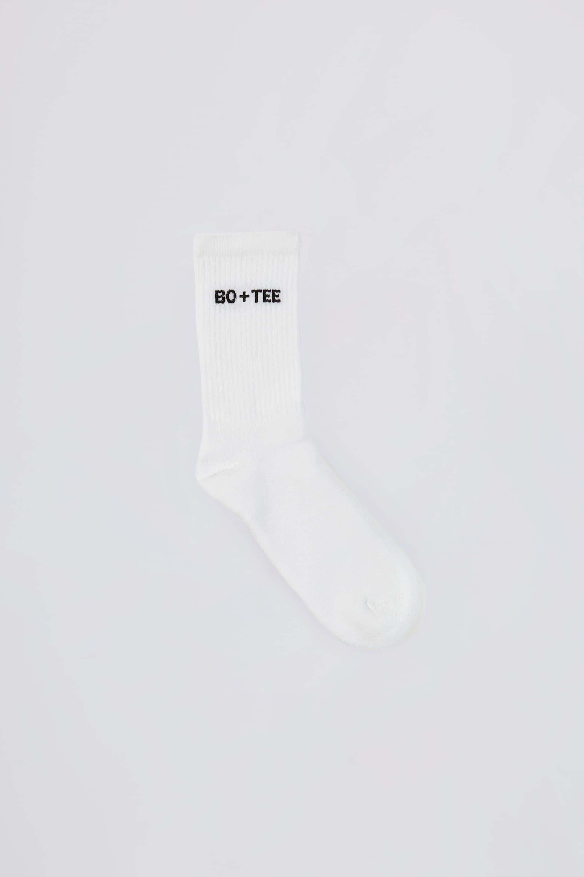 Ribbed Half-crew Socks In White