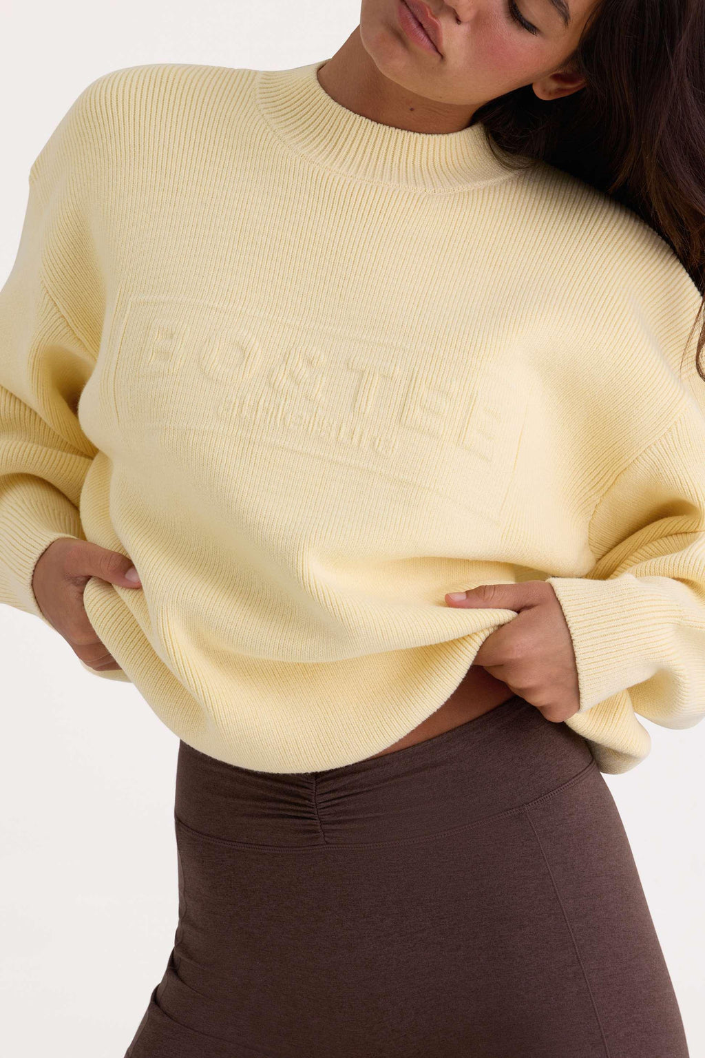 Ribbed-knit Oversized Jumper In Lemon