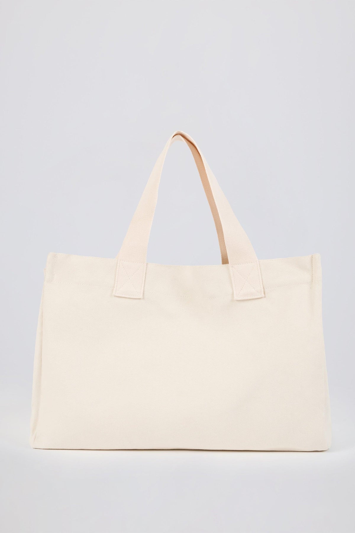Oversized Canvas Tote Bag In Egg Shell