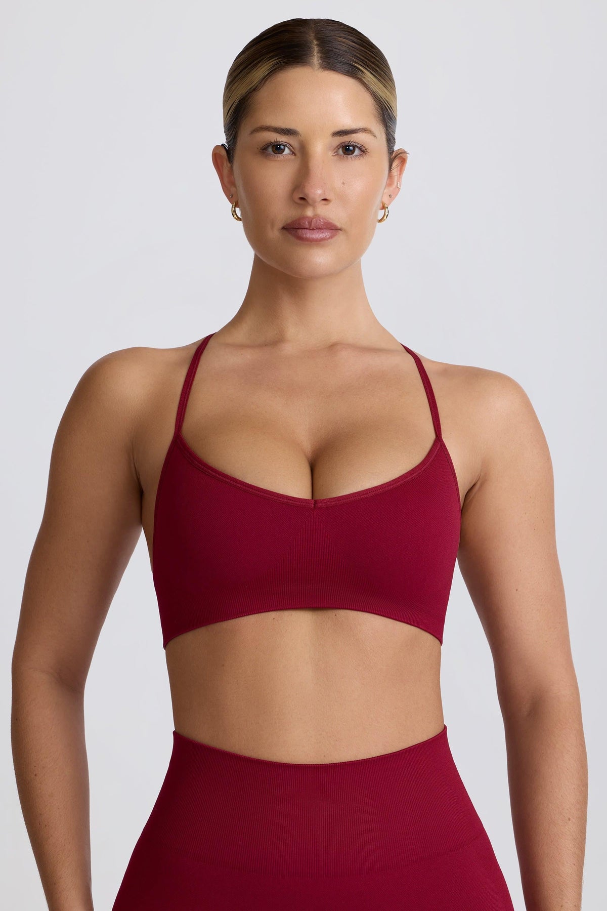 Super Sculpt Seamless Cross-back Sports Bra In Burgundy