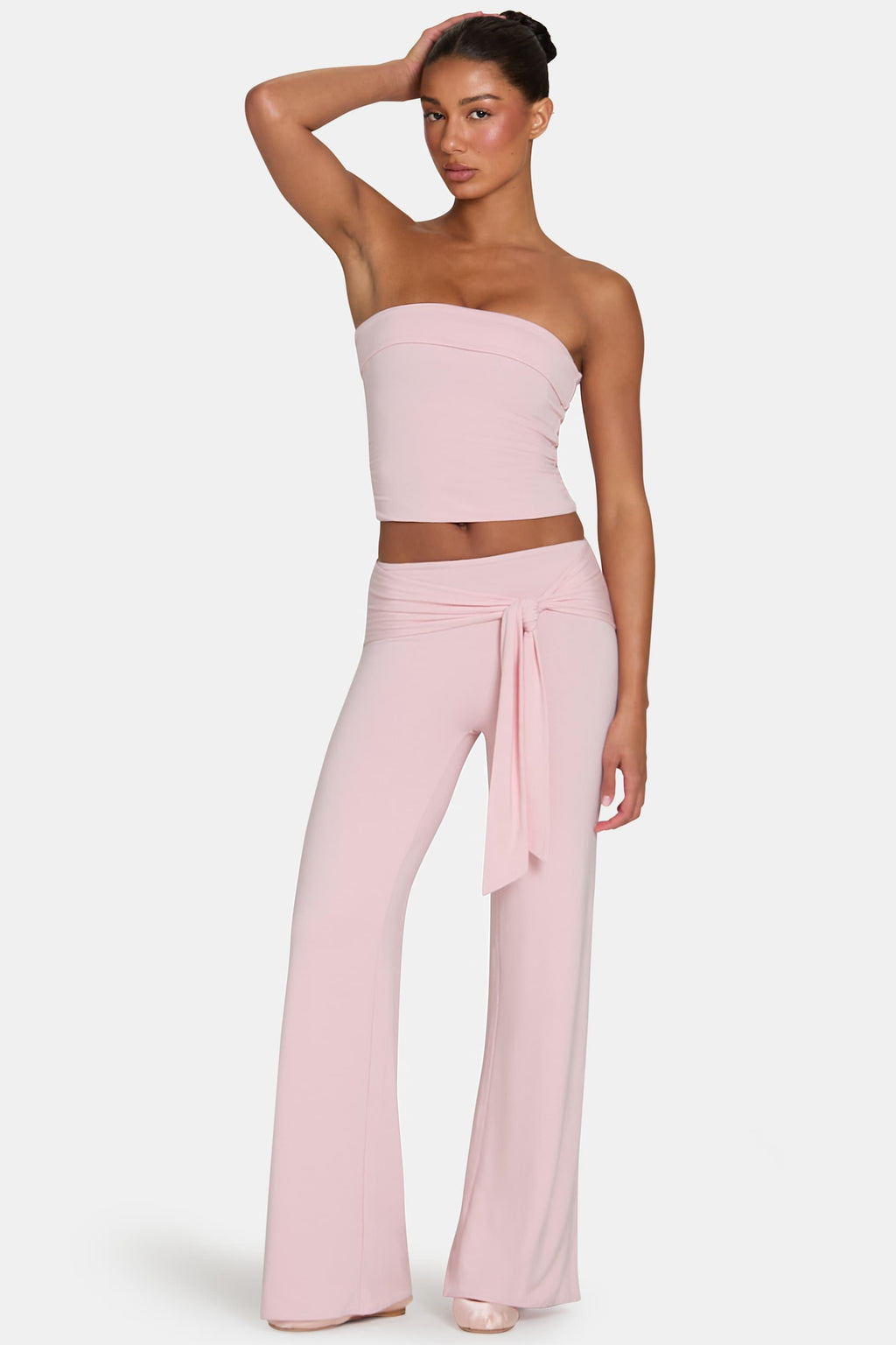 Buttercloud™ Tie-waist Wide-leg Trousers In Blush