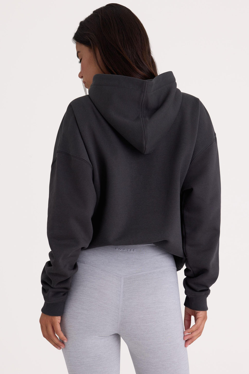 Soft Cotton Fleece Oversized Hoodie In Black