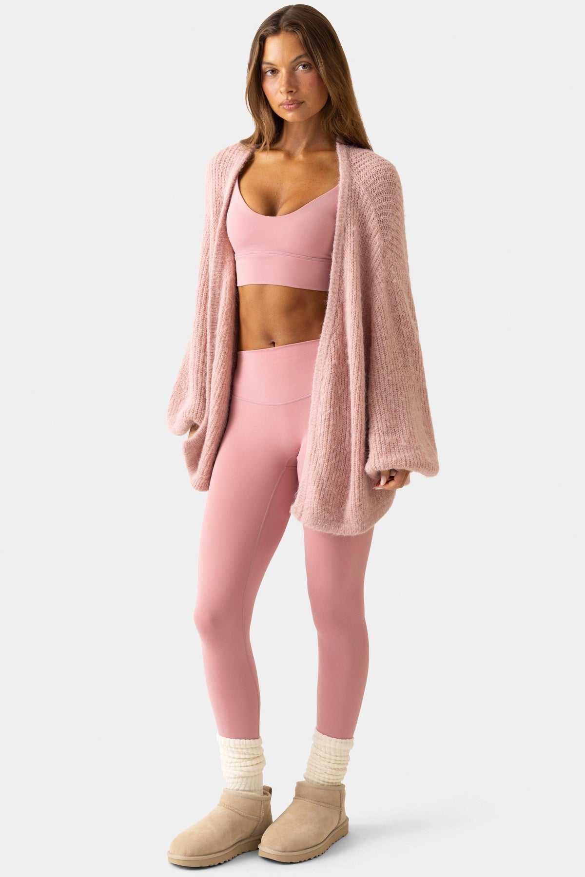 Soft Knit Cardigan In Ballet Pink