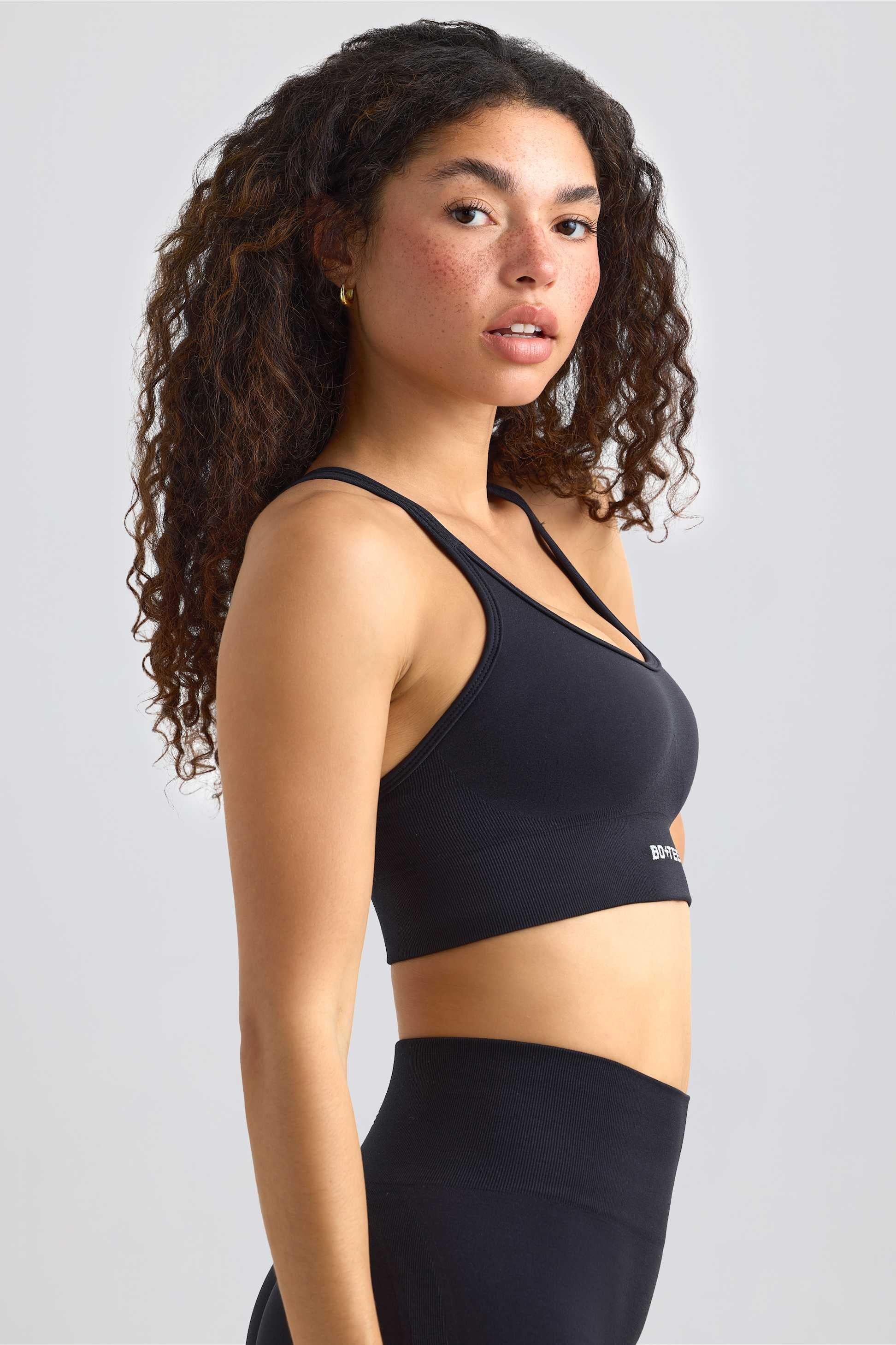 Strappy Define Luxe Sports Bra In Black