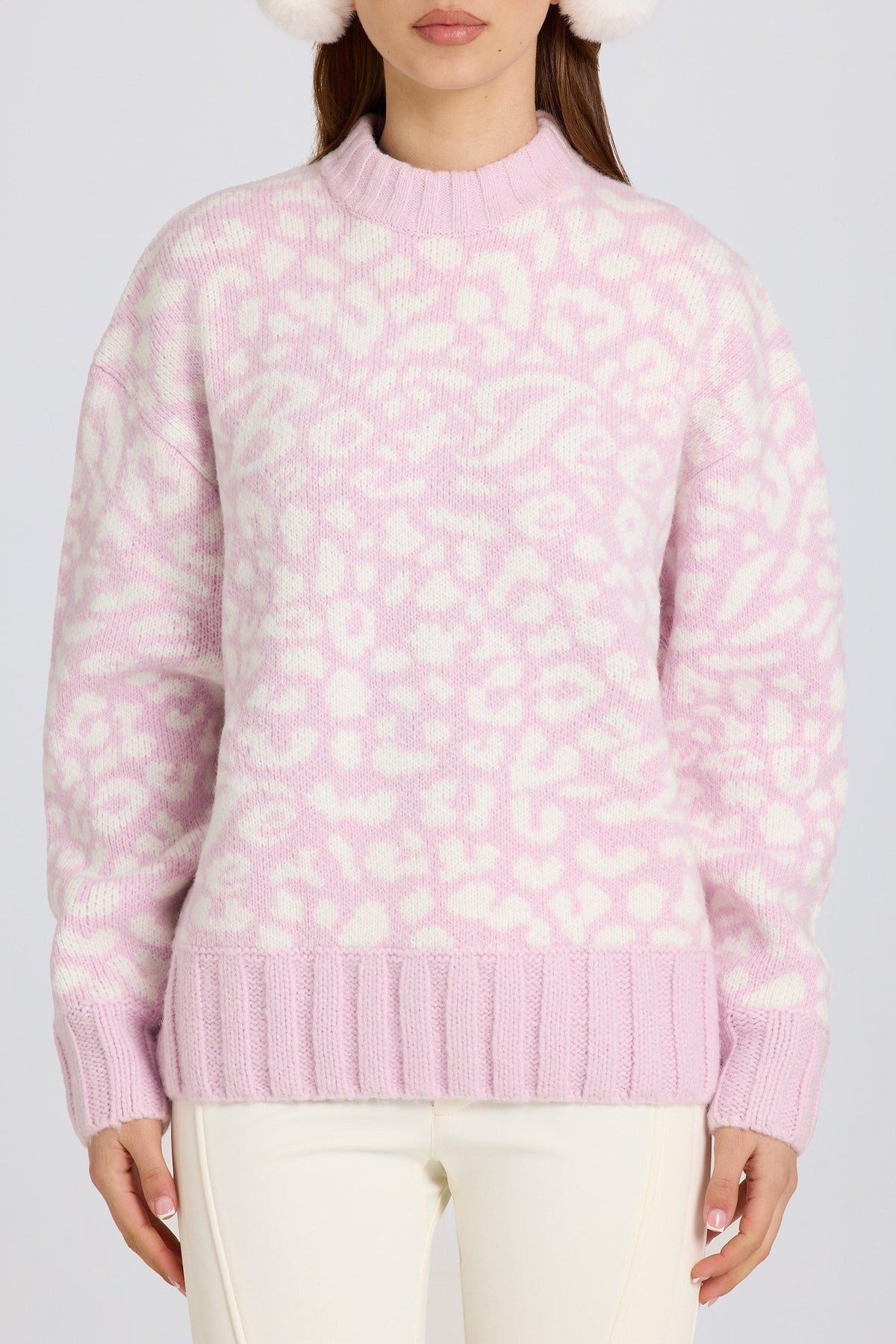 Jacquard-knit Oversized Jumper In Pink