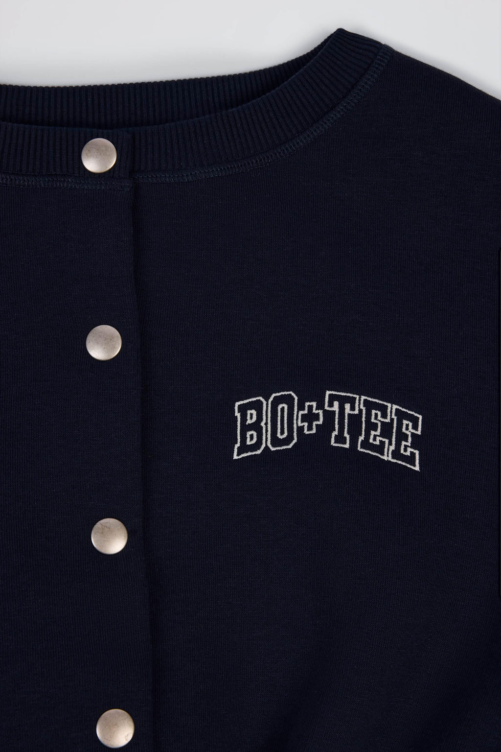Brushed Jersey Button-up Cropped Cardigan In Classic Navy