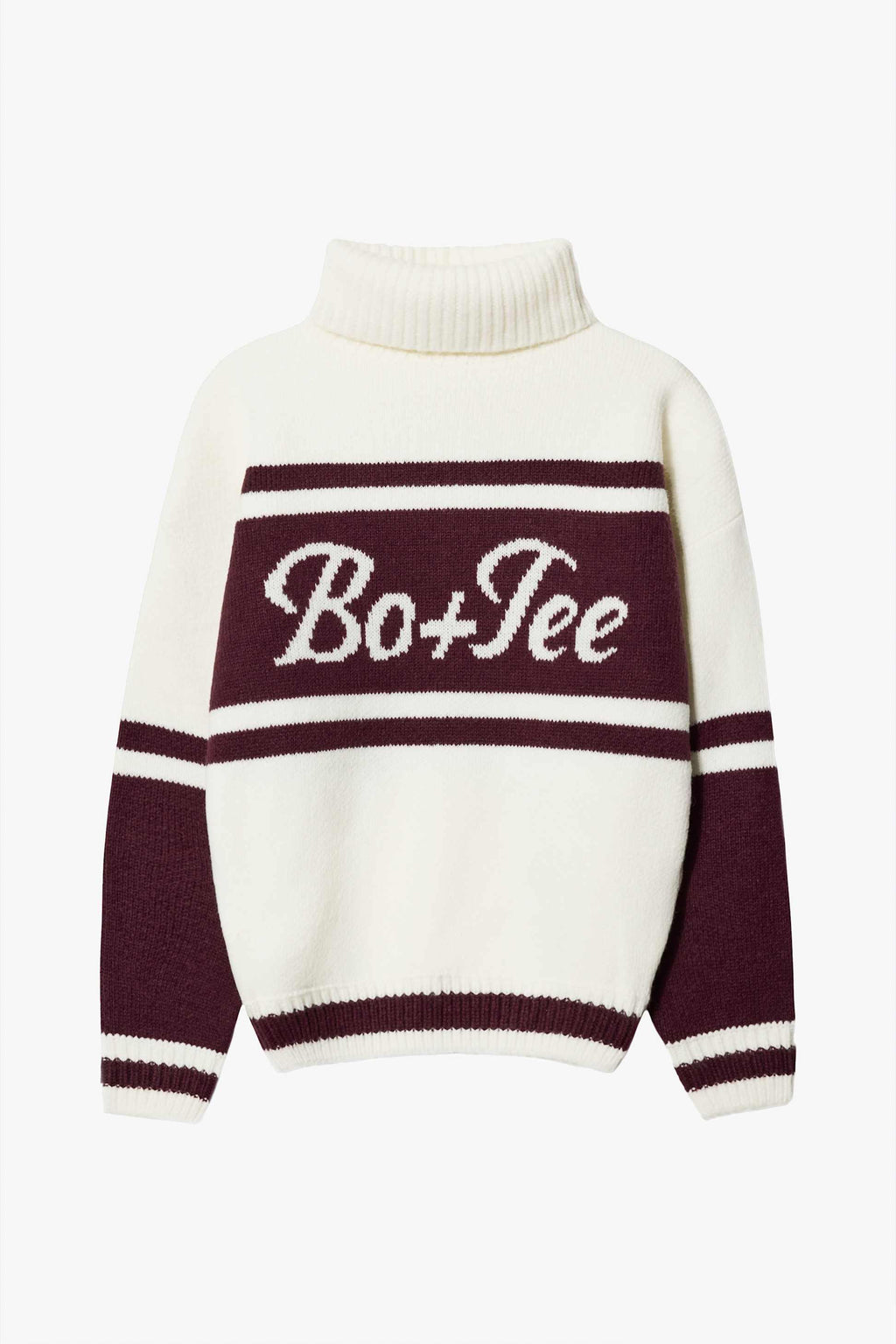 Knit Turtleneck Oversized Jumper In Burgundy