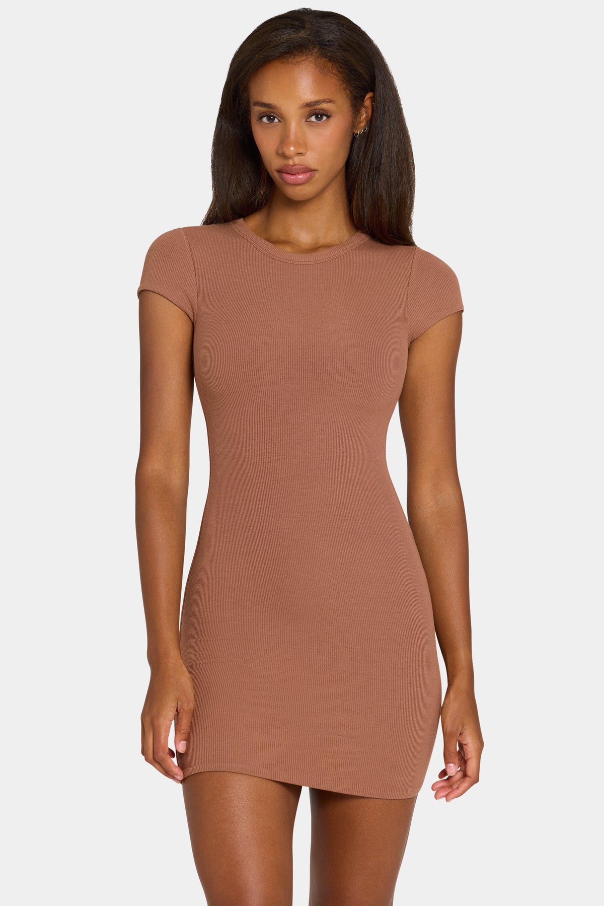 Buttercloud™ Cap Sleeve Mini Dress In Cocoa