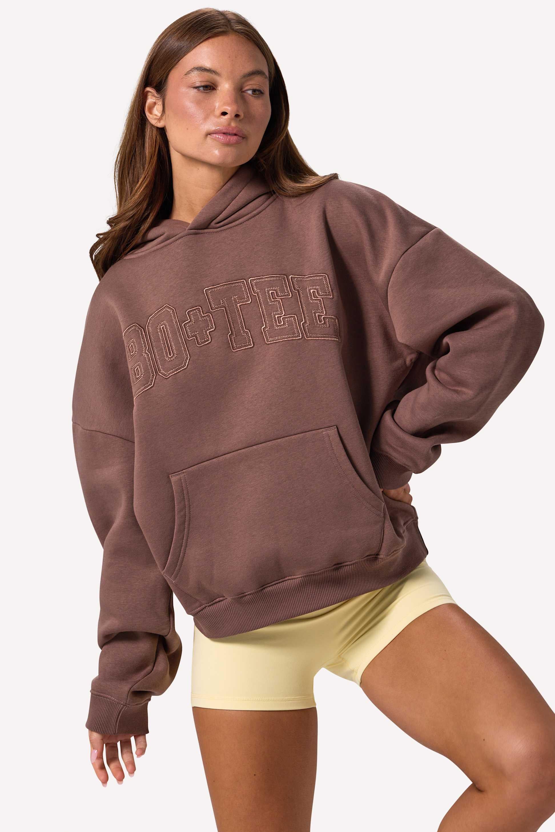 Embroidered Oversized Hoodie In Cocoa
