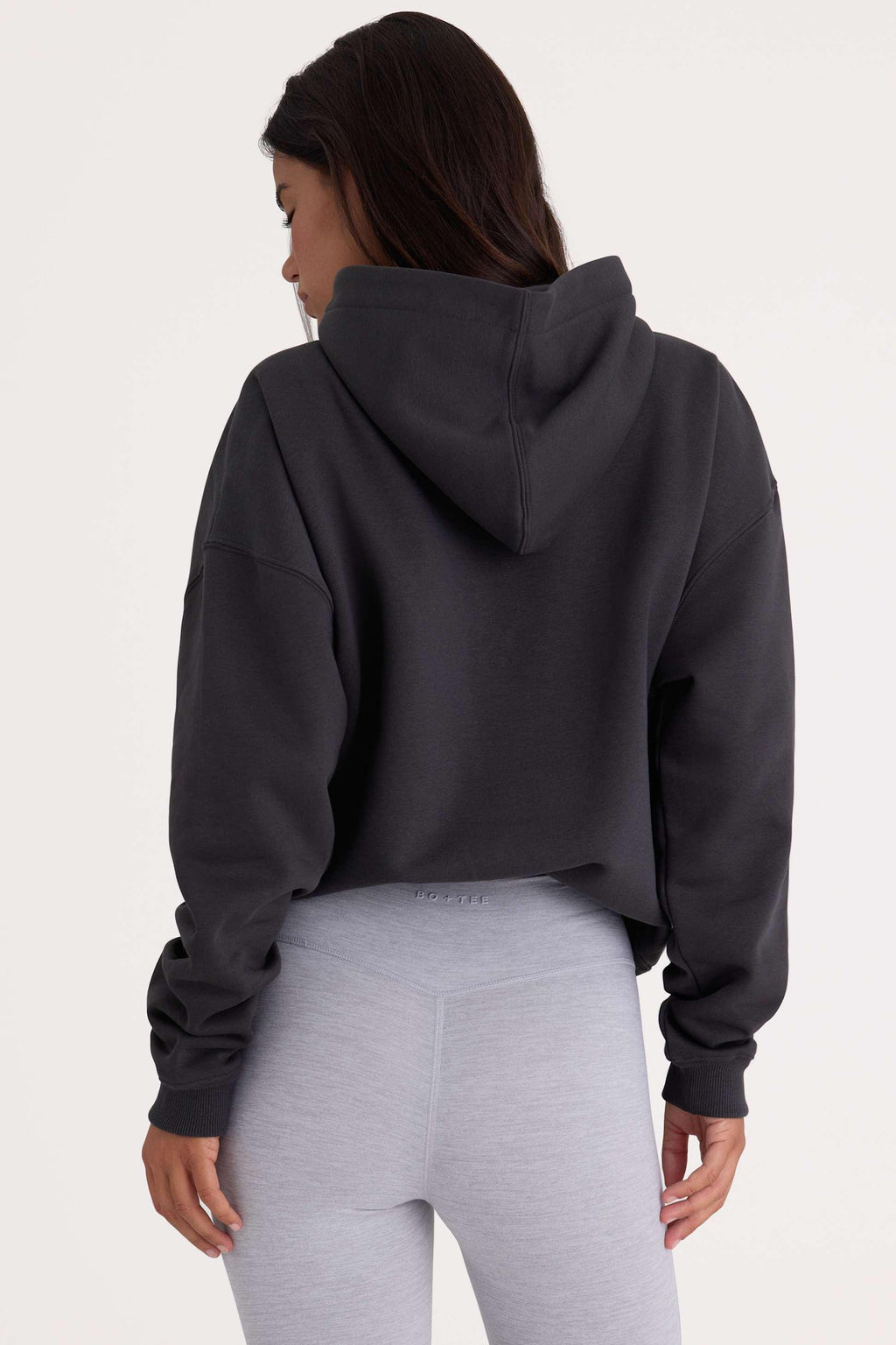 Soft Cotton Fleece Oversized Hoodie In Black