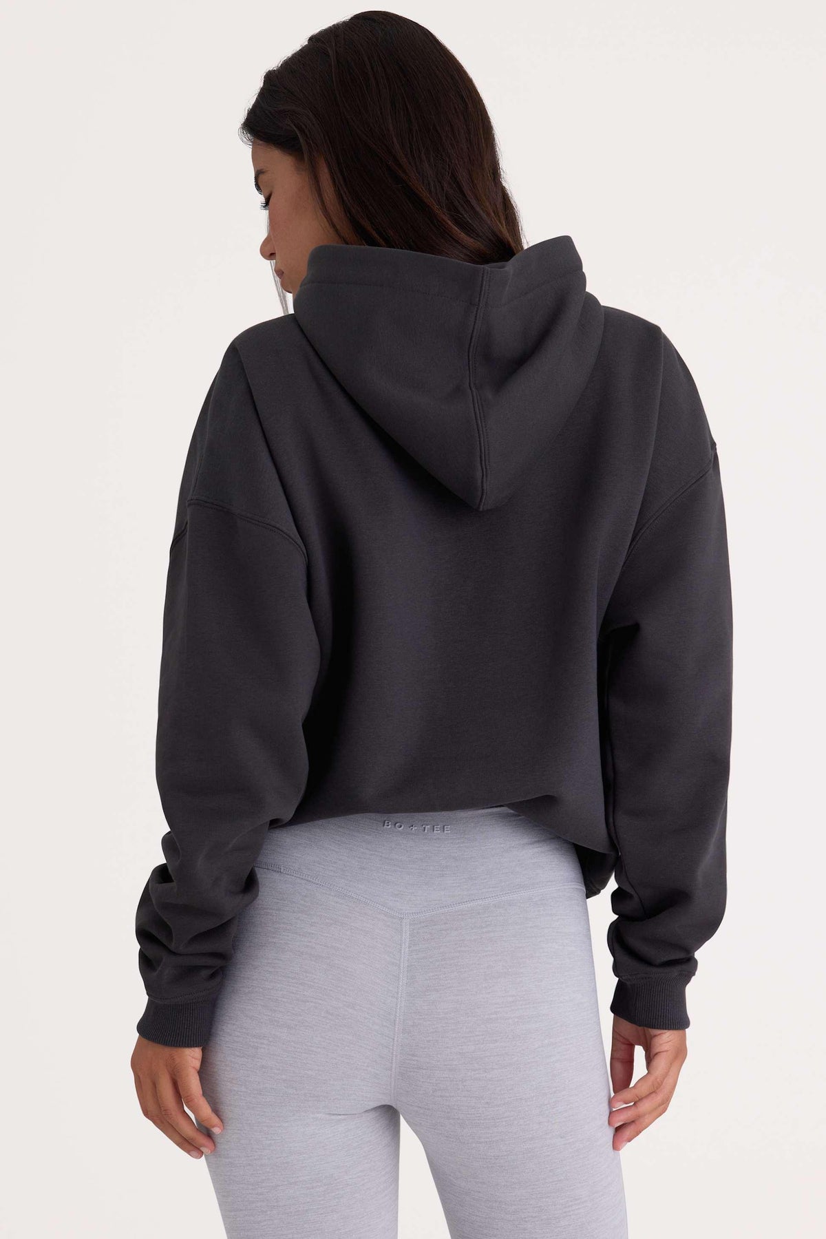 Soft Cotton Fleece Oversized Hoodie In Black